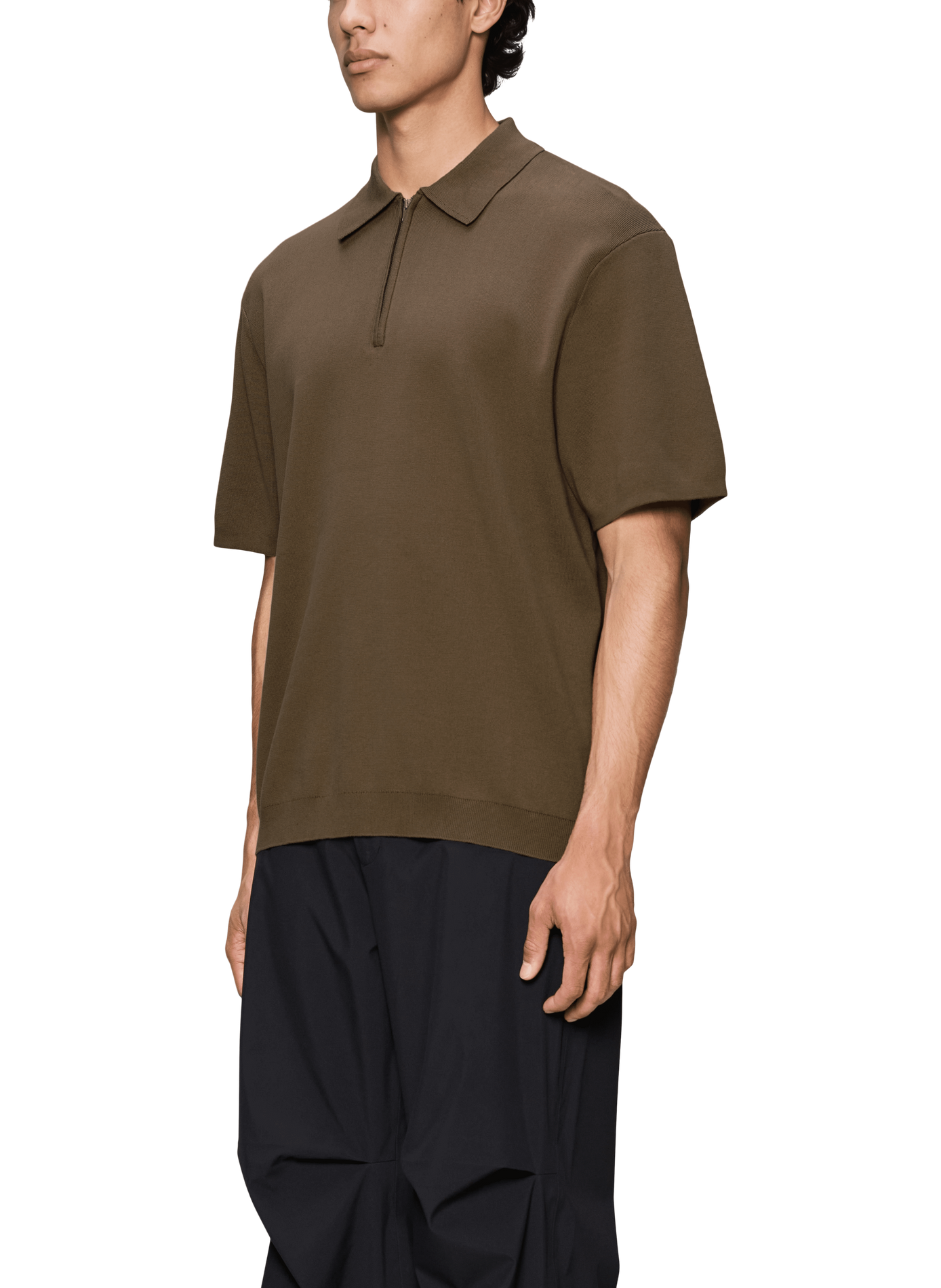 Straight fit coton Sleeve polo RAINS Brown