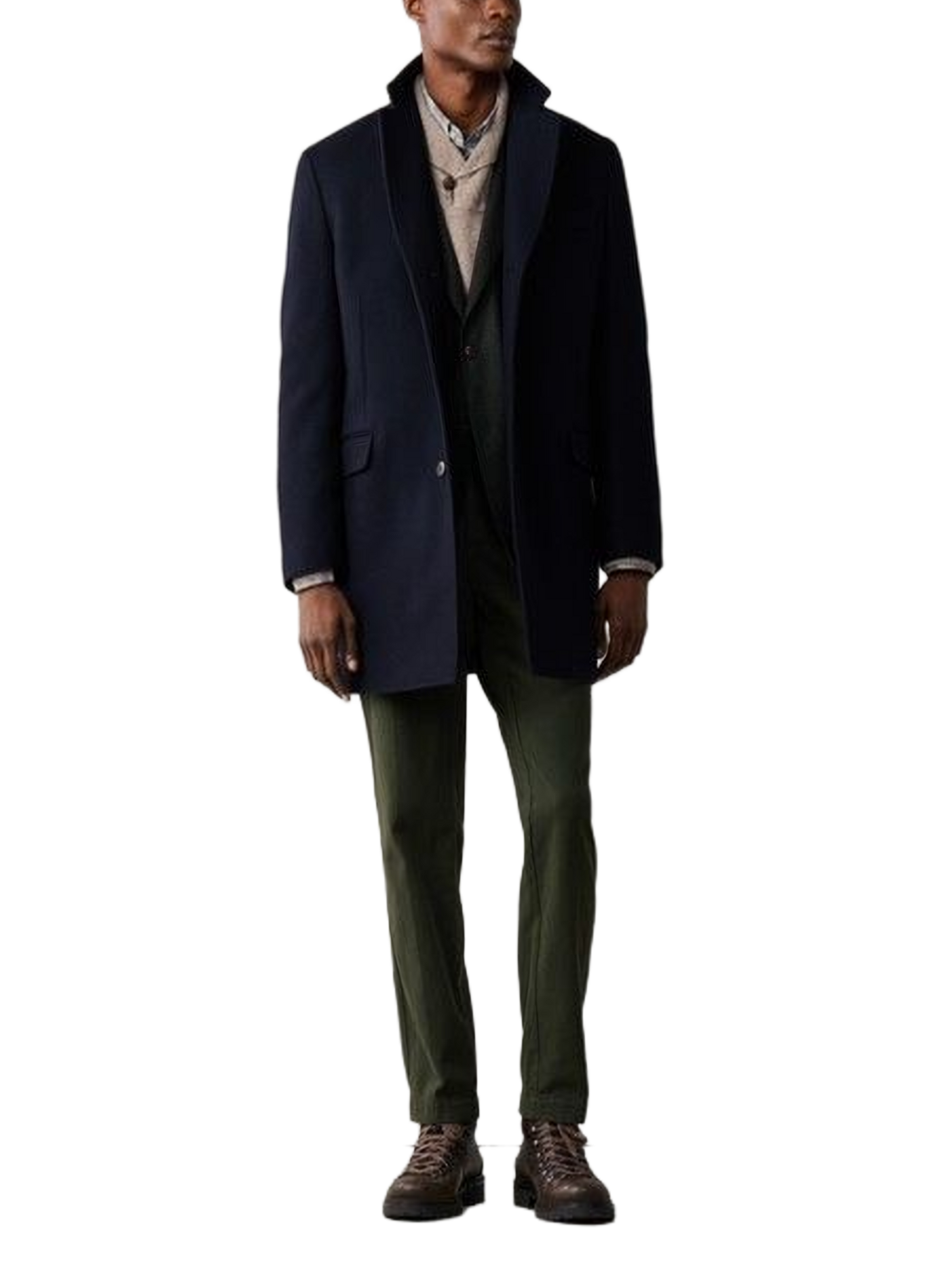 Double-faced wool and cashmere blend straight coat HACKETT Blue