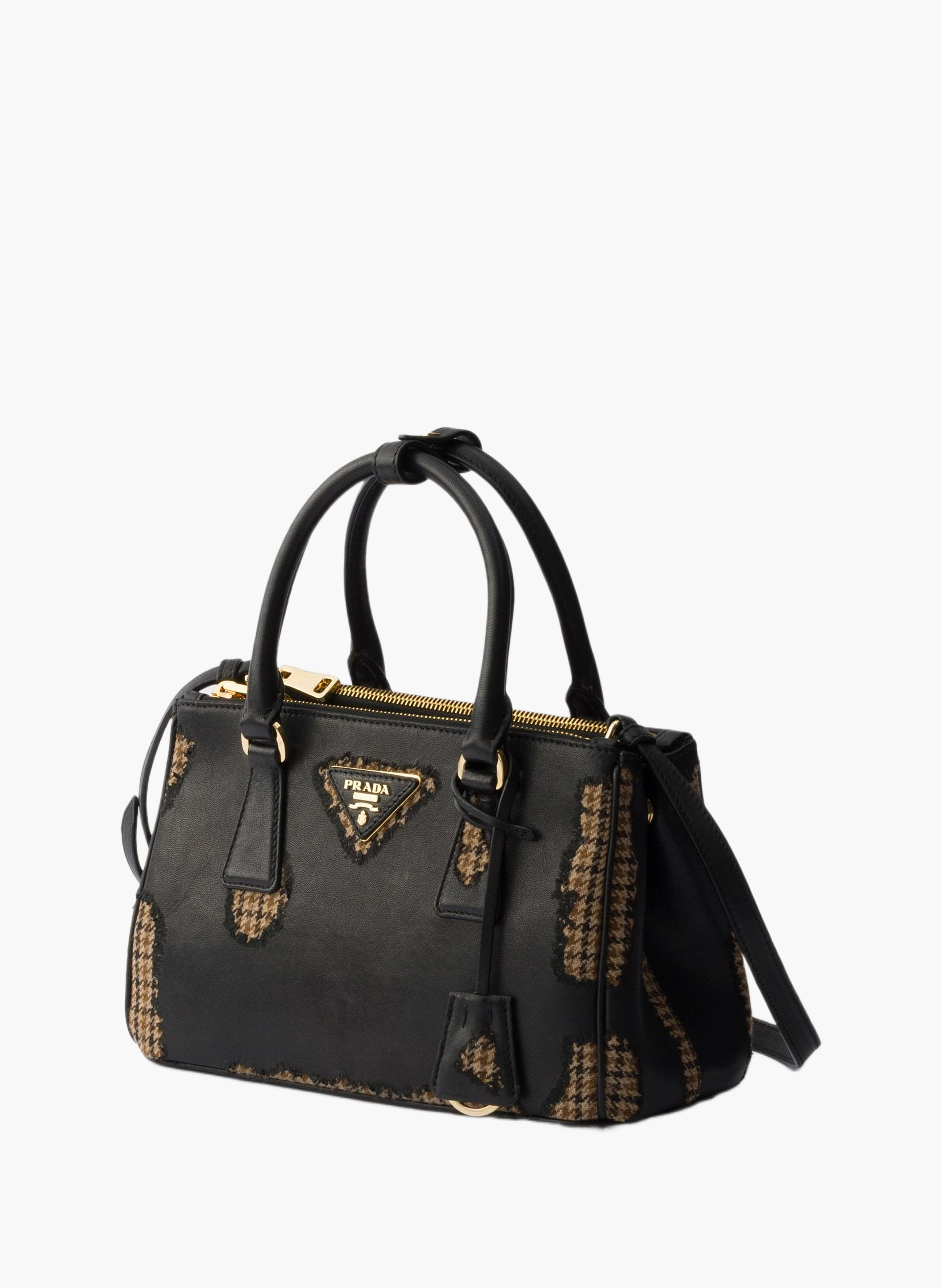 Grand sac prada galleria en cuir nappa et laine PRADA Noir