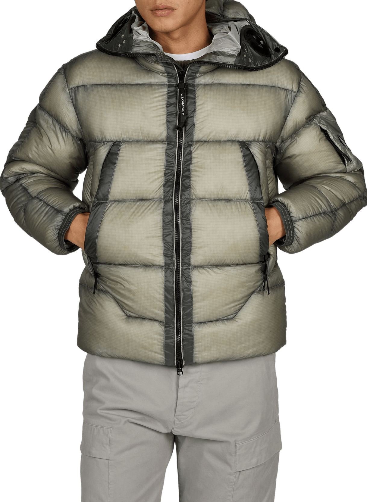Effen donsjack met capuchon CP COMPANY Grijs