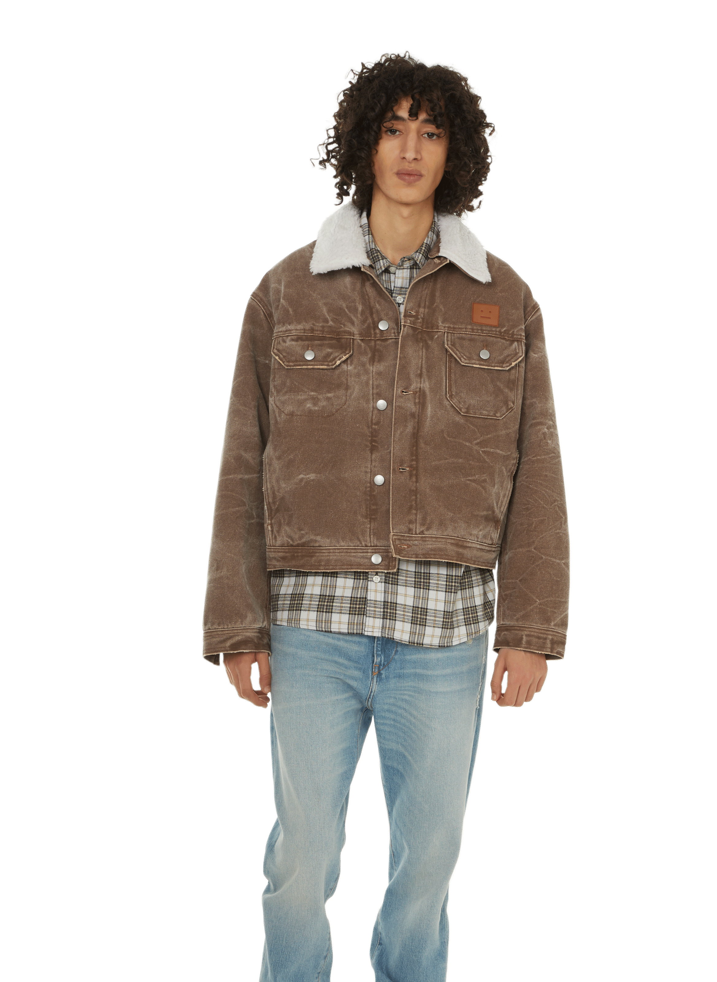 Chemise à carreaux en coton ACNE STUDIOS Gris