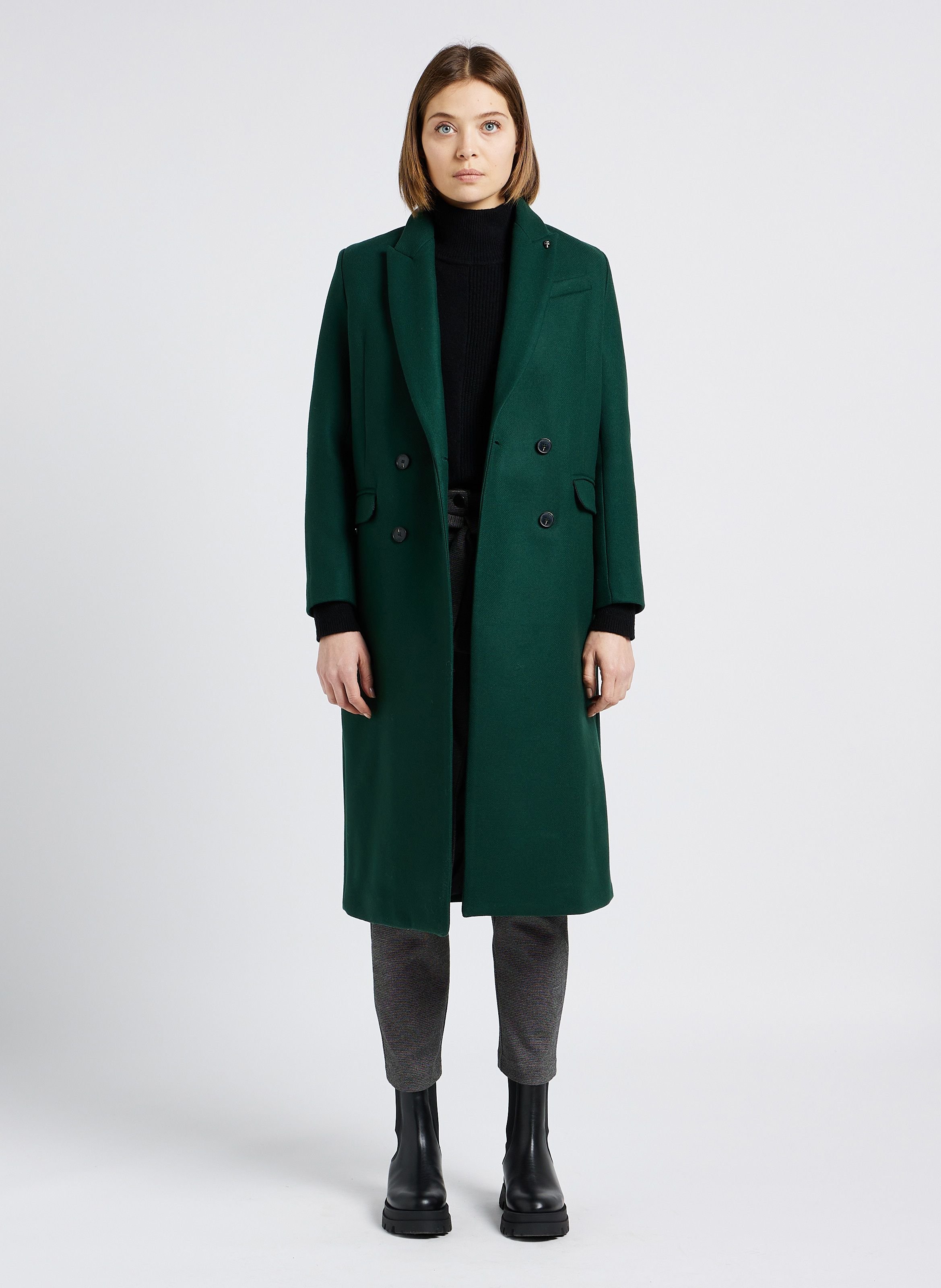 Manteau long vert online femme