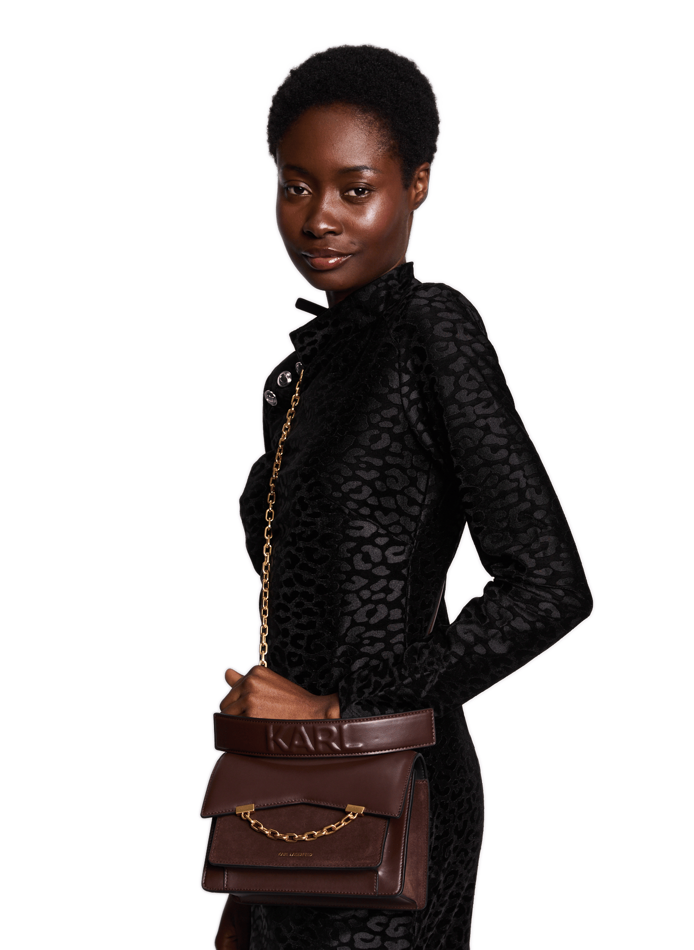 Sac à bandoulière en cuir  KARL LAGERFELD Marron