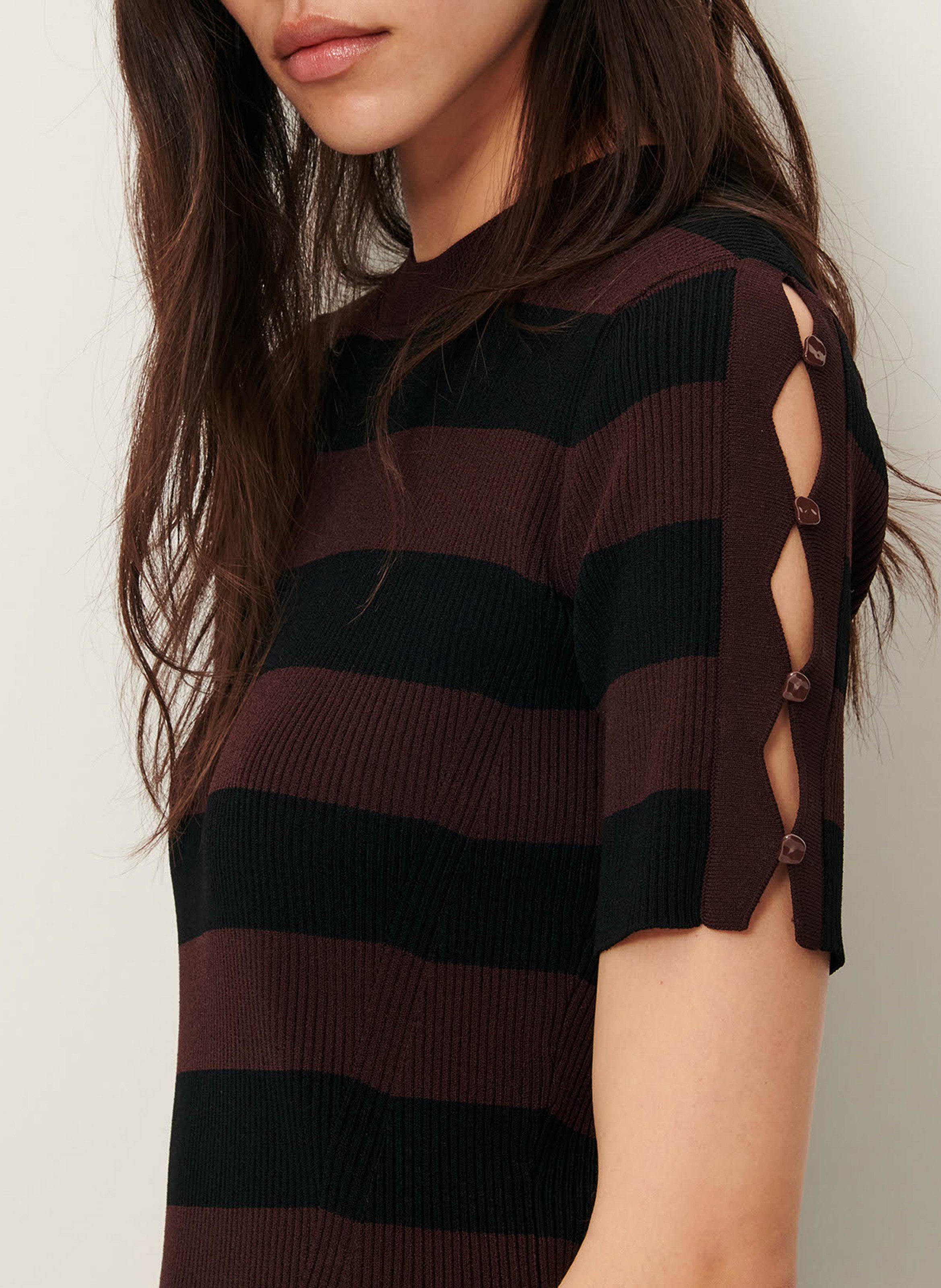 Robe longue ajustée à rayures moore SESSUN Noir