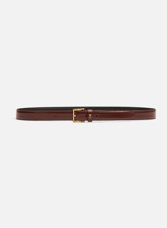 Ceinture paris paris 25 mm en cuir glacé unisexe Rouge by AMI PARIS AMI PARIS Ceinture paris paris 25 mm en cuir glacé unisexe Rouge