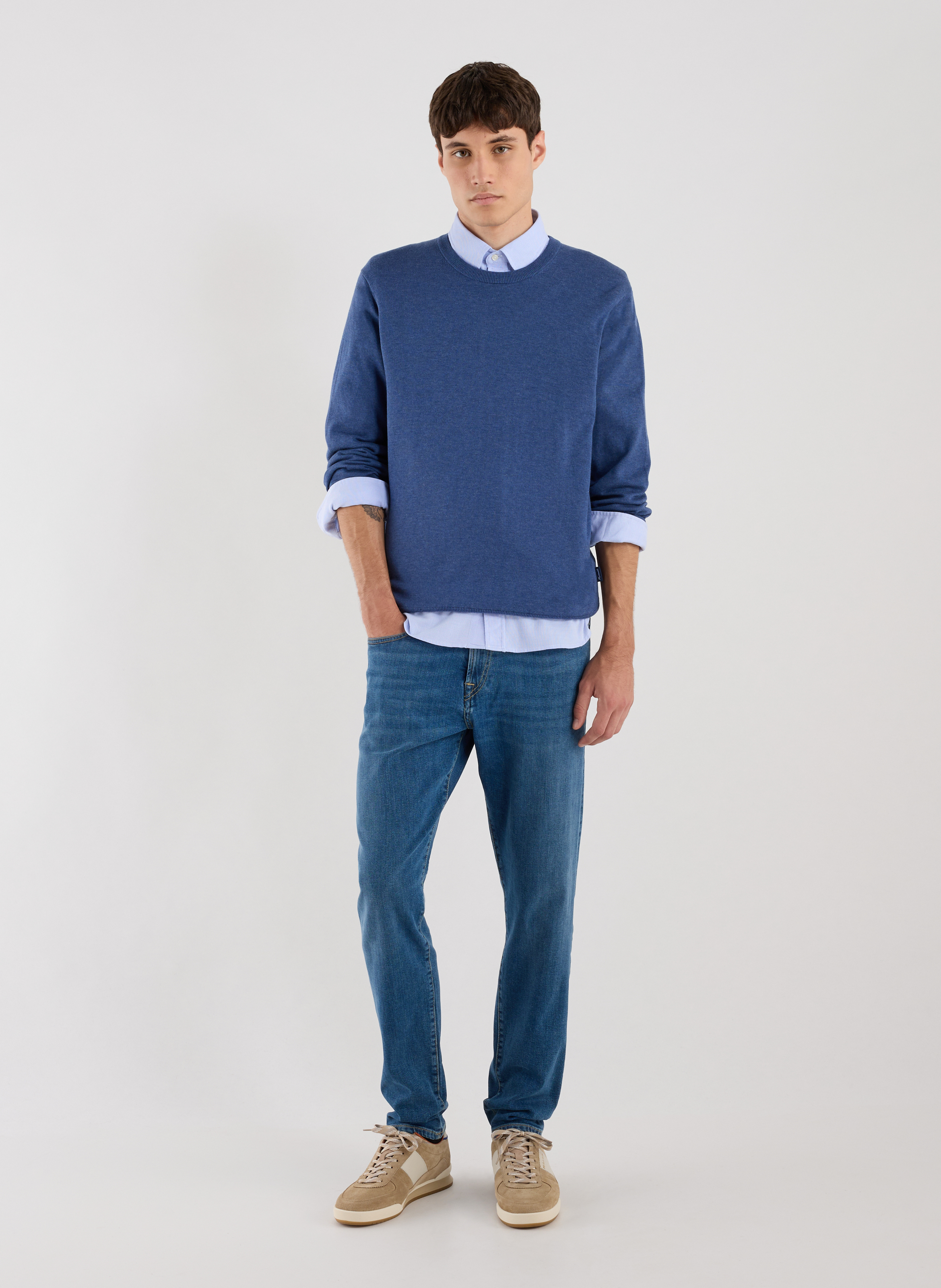 Cotton and linen jumper FACONNABLE Blue
