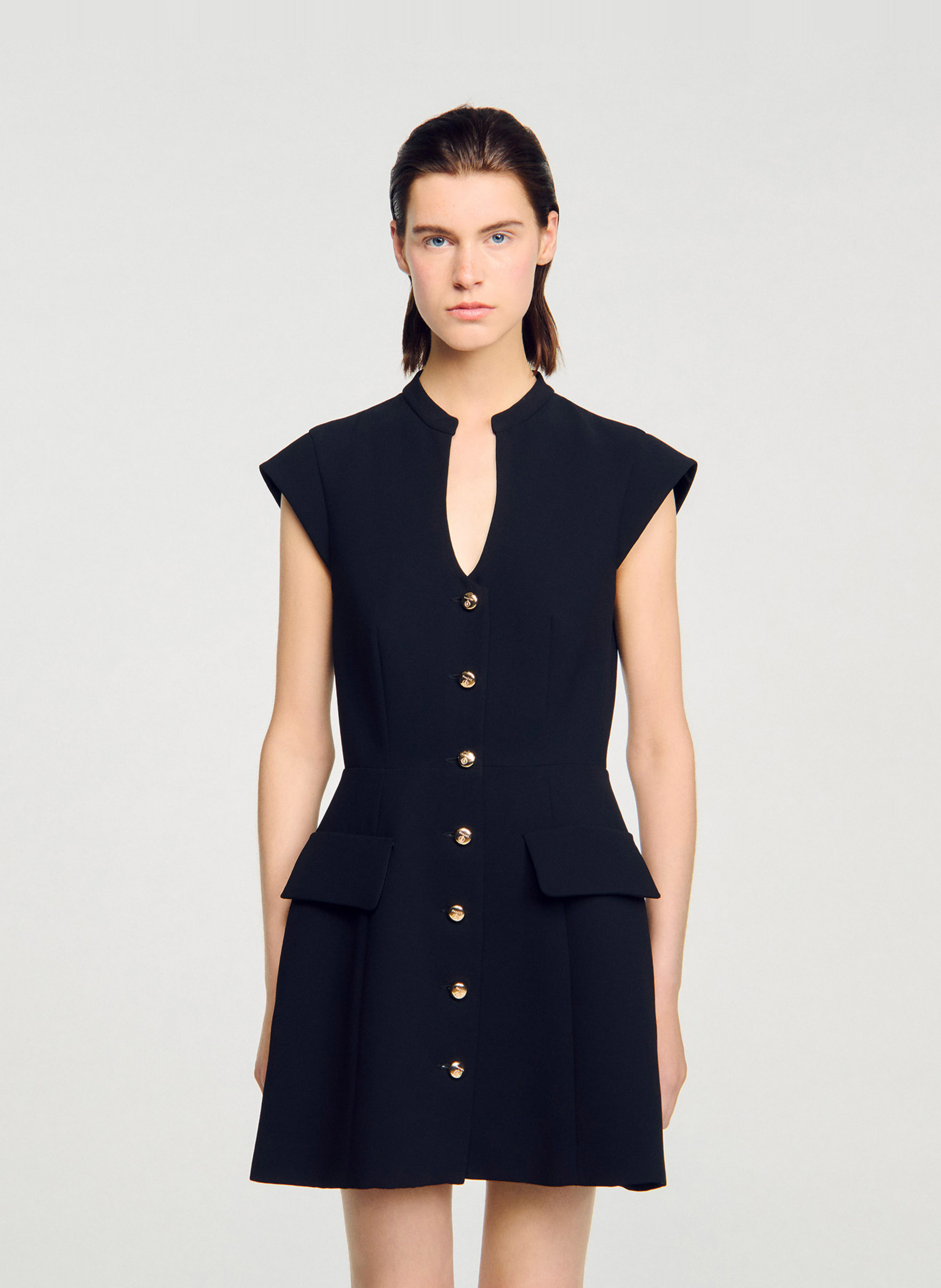 Robe courte cintrée unie SANDRO Noir