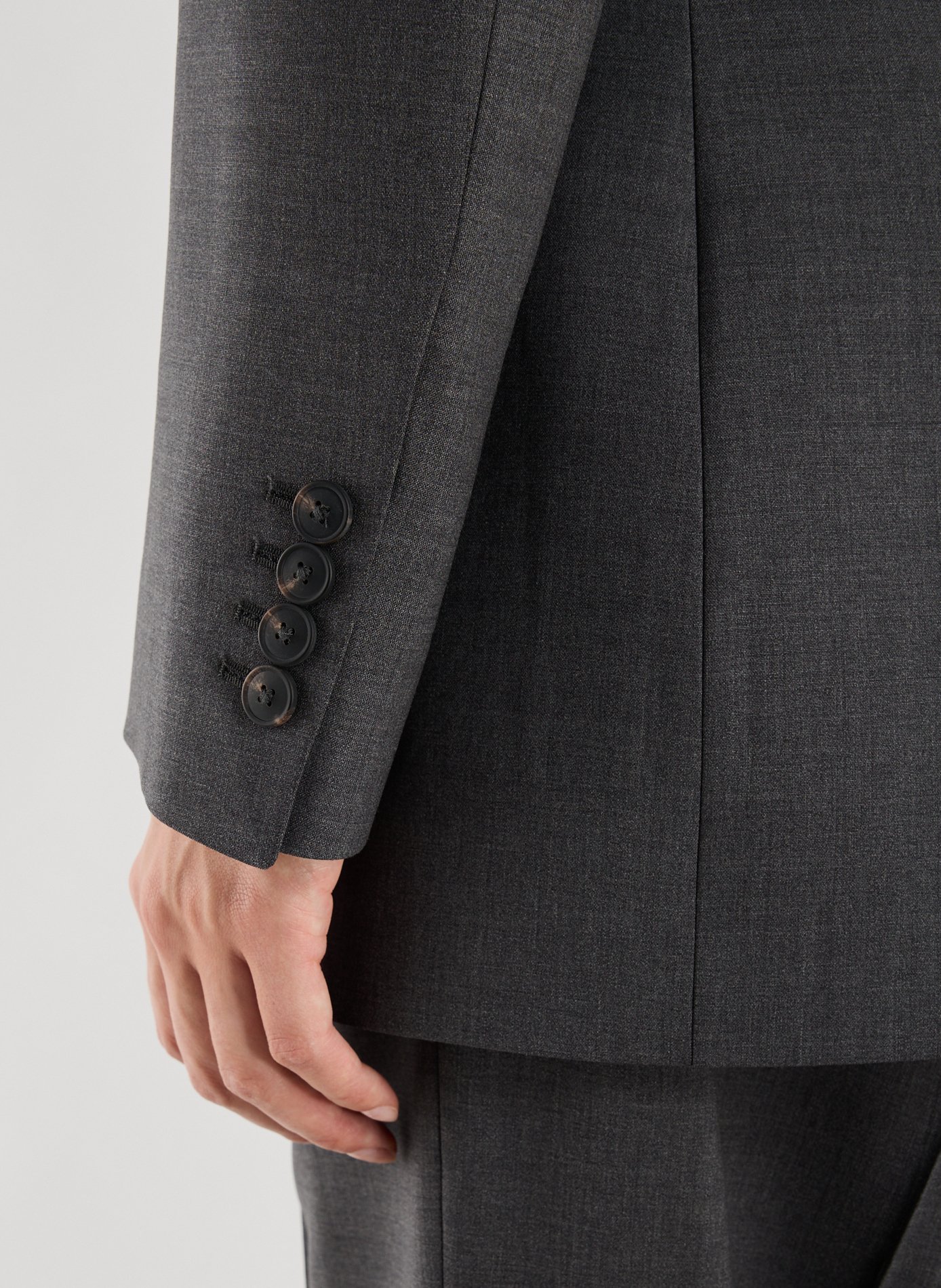 Veste cintrée col tailleur en laine vierge mélangée ROHE FRAMES Gris