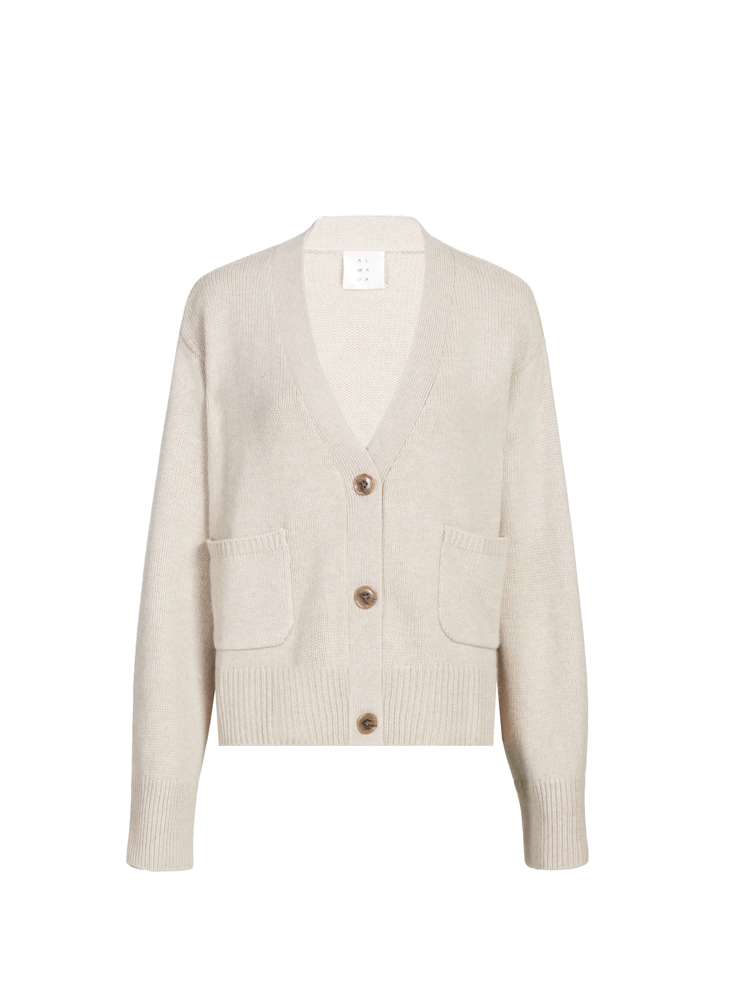 ALMADA V-neck wool and cashmere Beja cardigan Beige