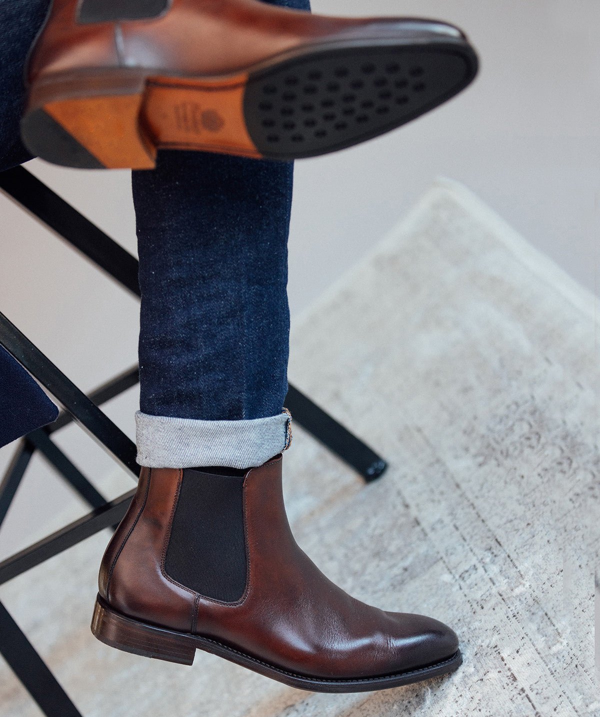 Bottines cuir chelsea FINSBURY Marron