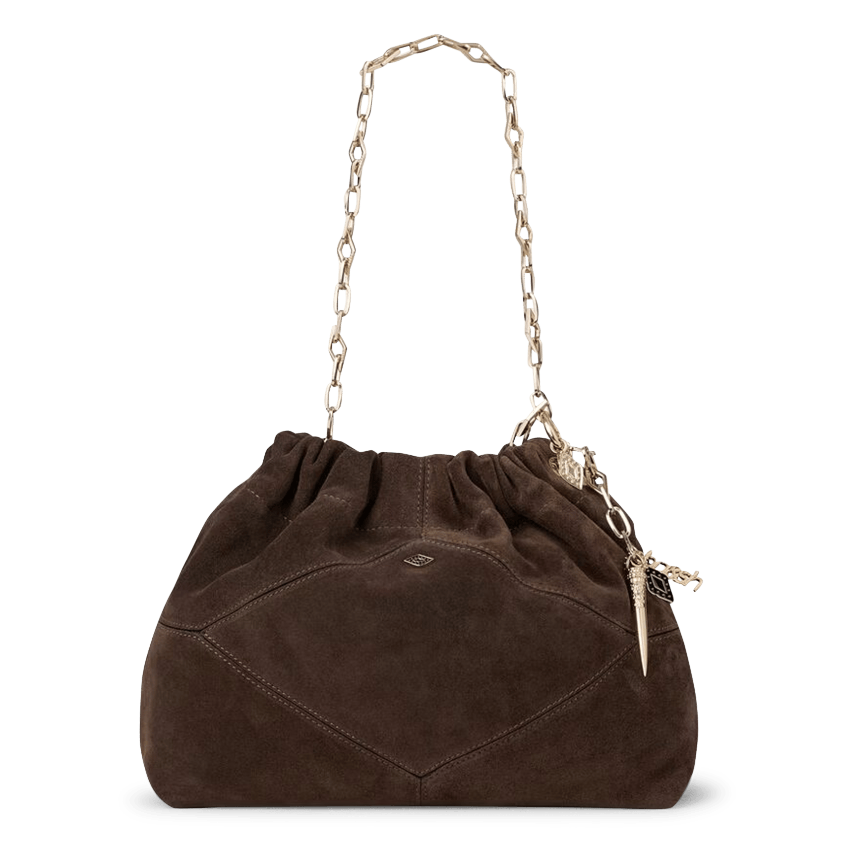 Sac porté épaule en cuir mini june tote BA&SH Marron