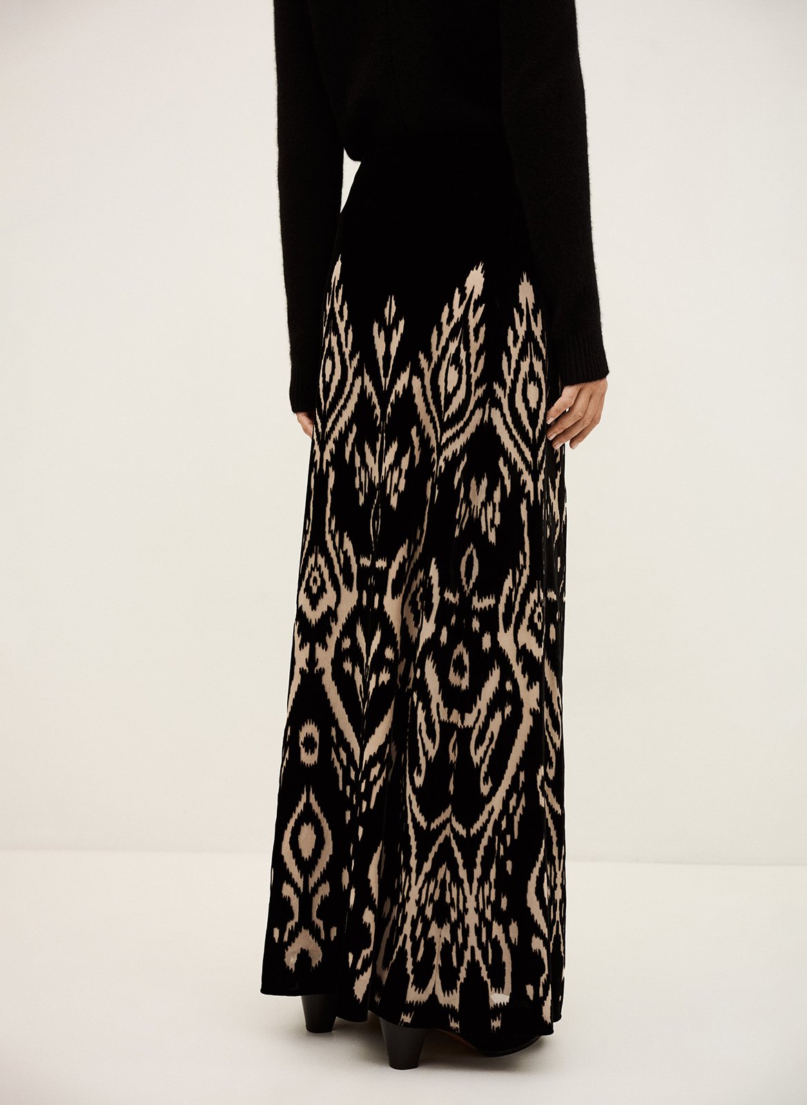 Jupe longue ample imprimée alpha BA&SH Noir