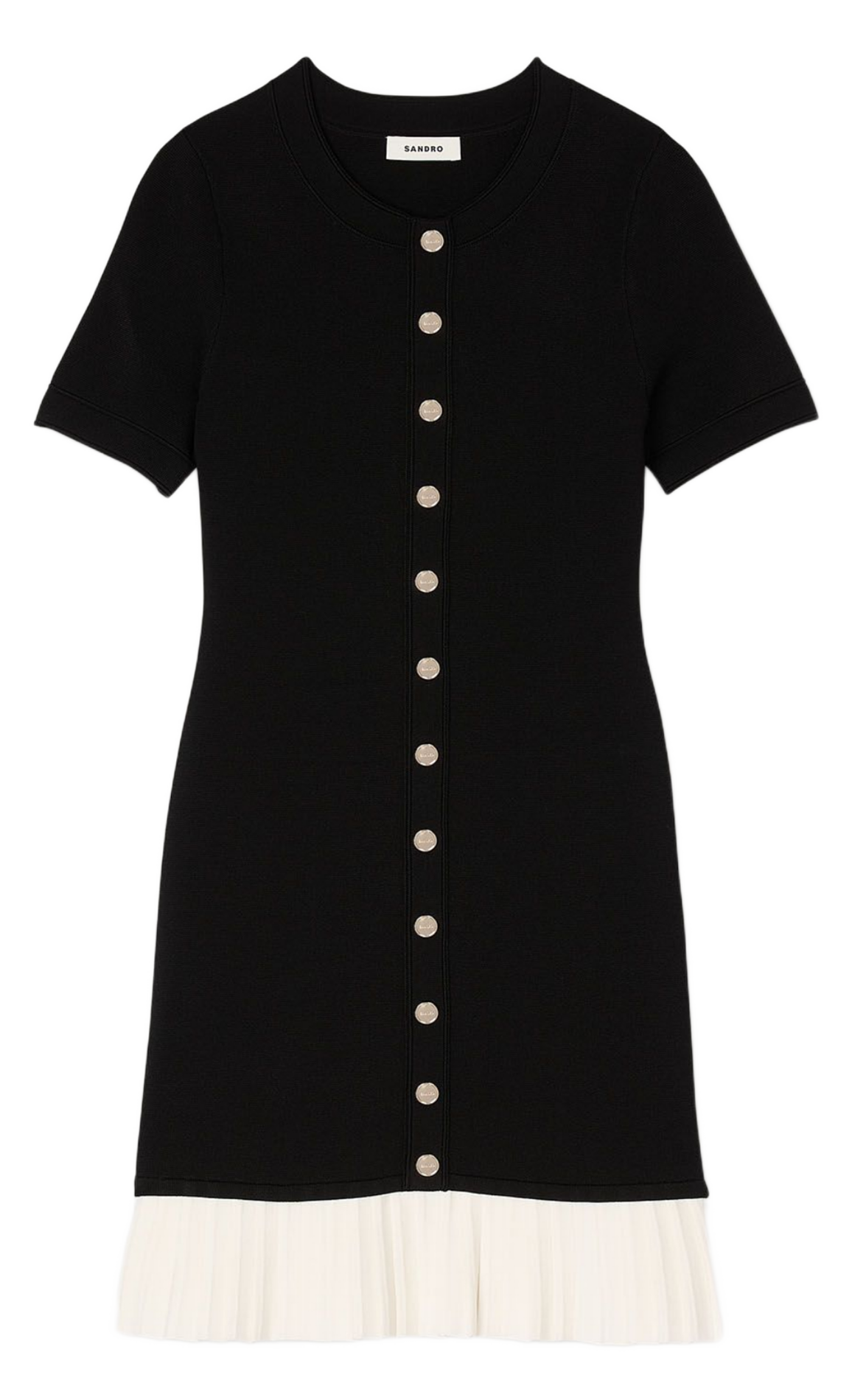 Robe courte en maille à volant SANDRO Noir