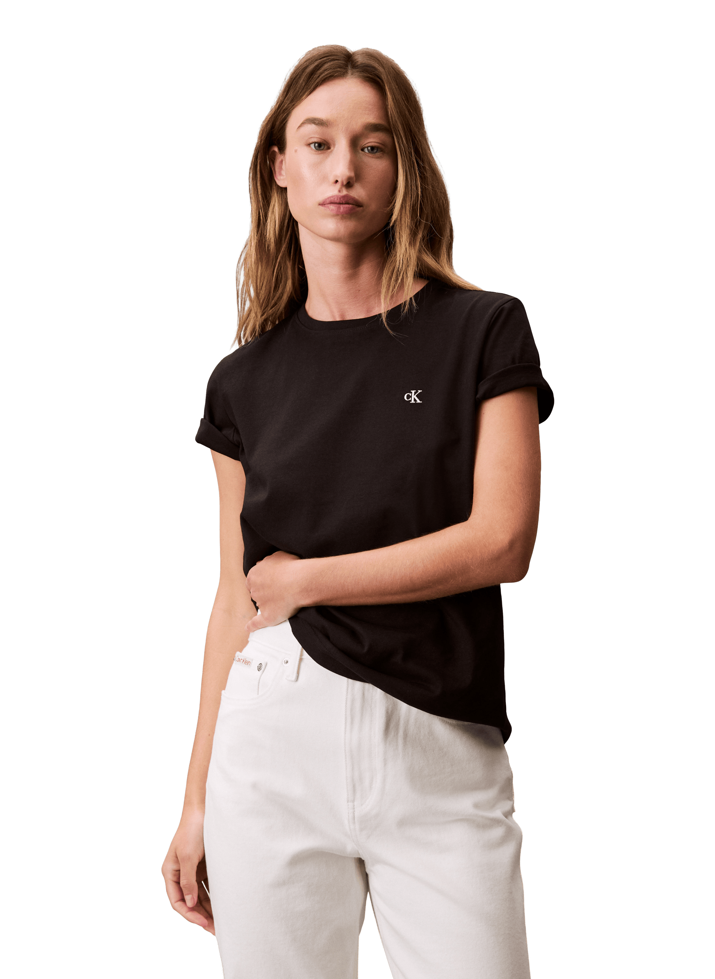 T-shirt à col rond en coton CALVIN KLEIN Noir