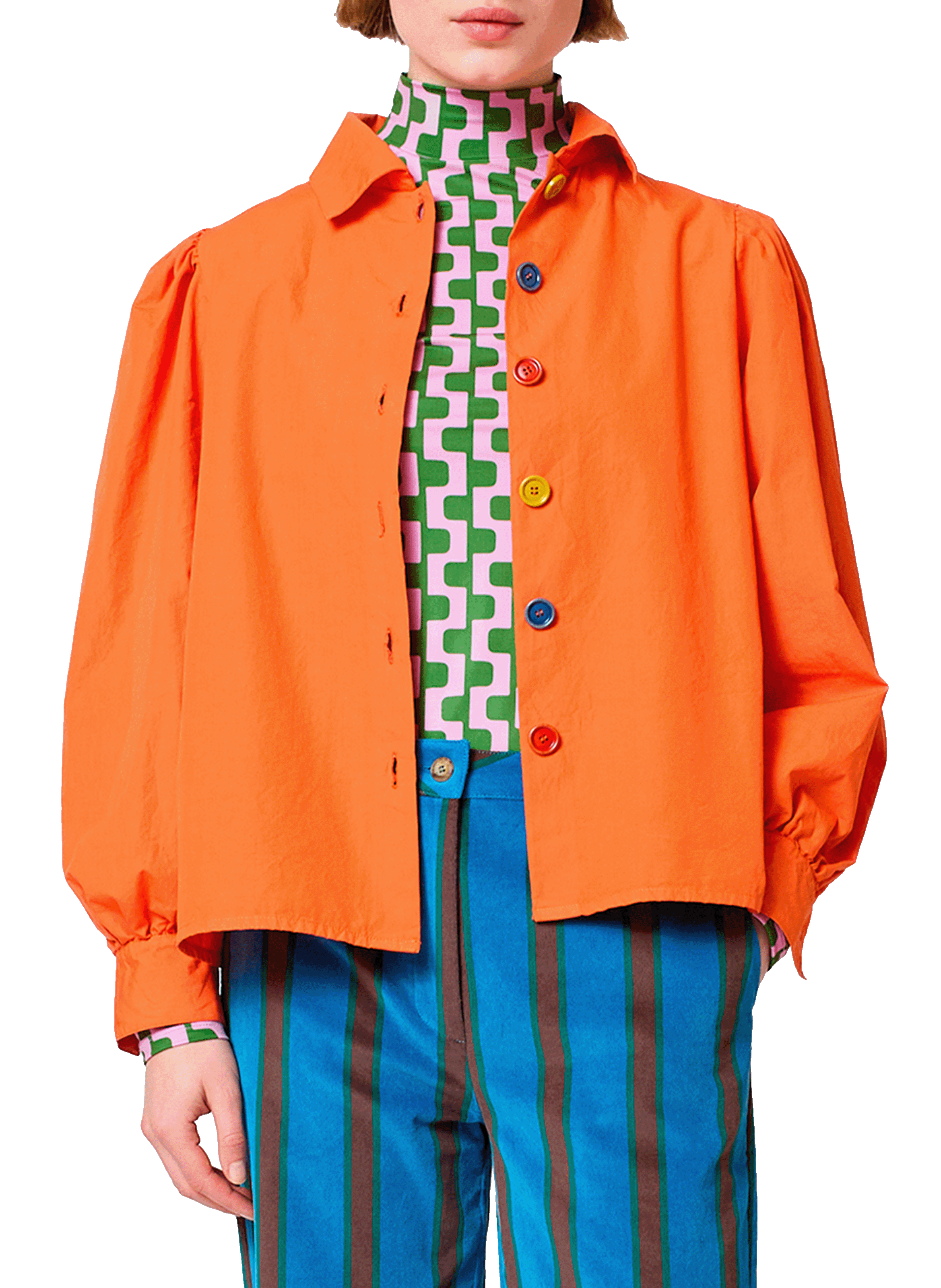 BOBO CHOSES Chemise droite à col américain en coton Orange