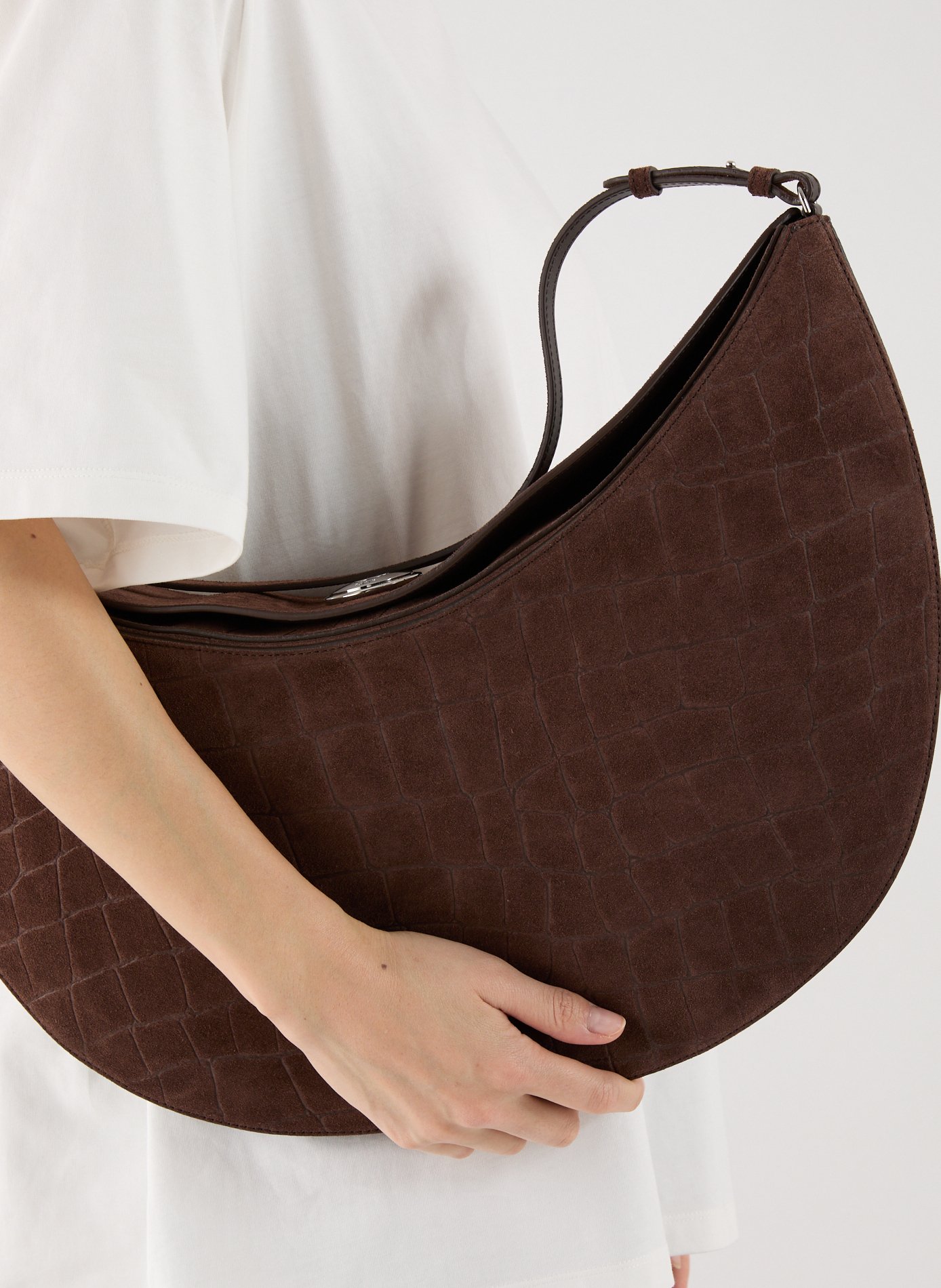 Crocodile skin suede leather bag JACQUEMUS Brown