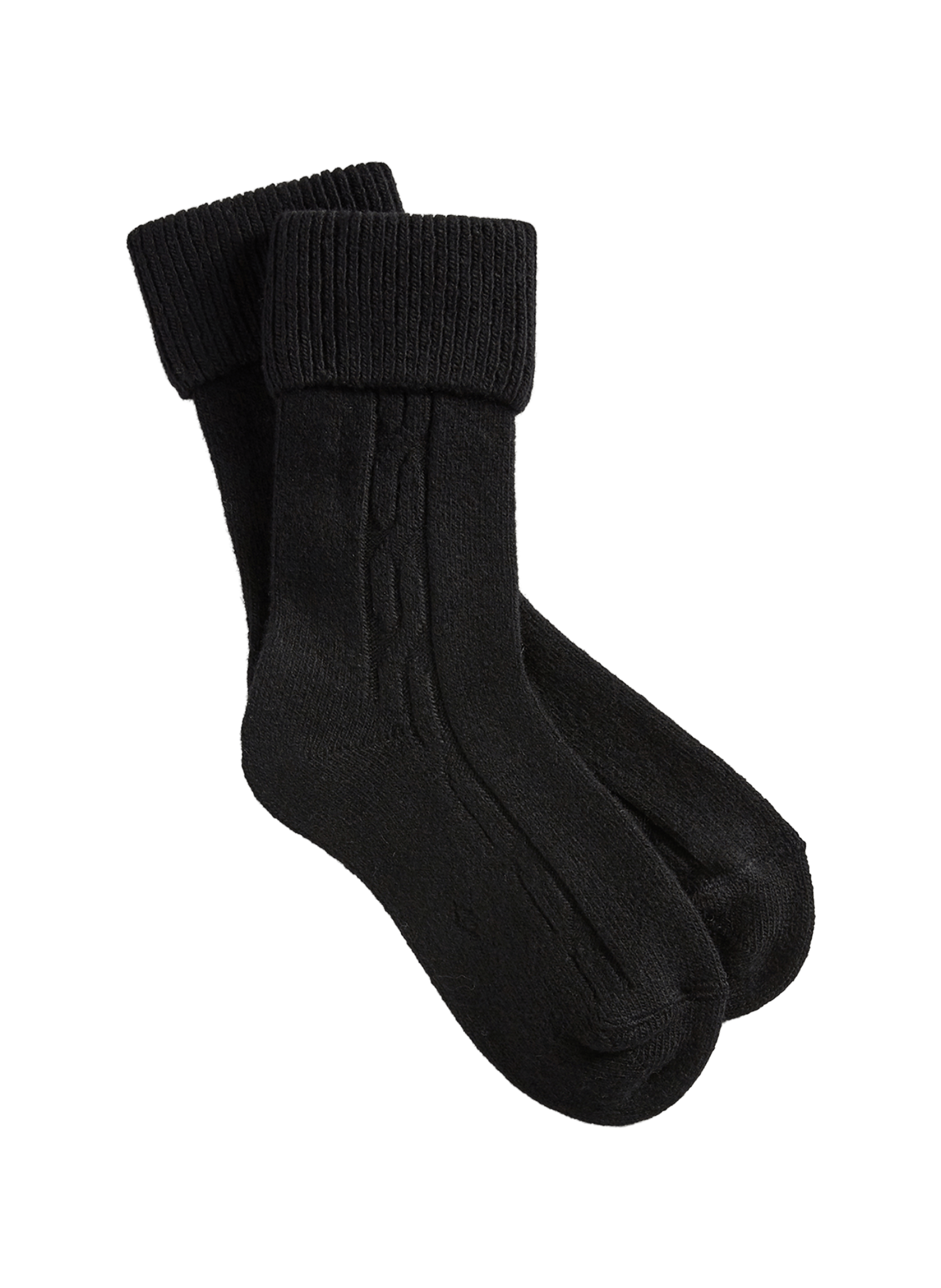 Mid-calf socks with mixed wool and cashmere cuff LE BOURGET Black