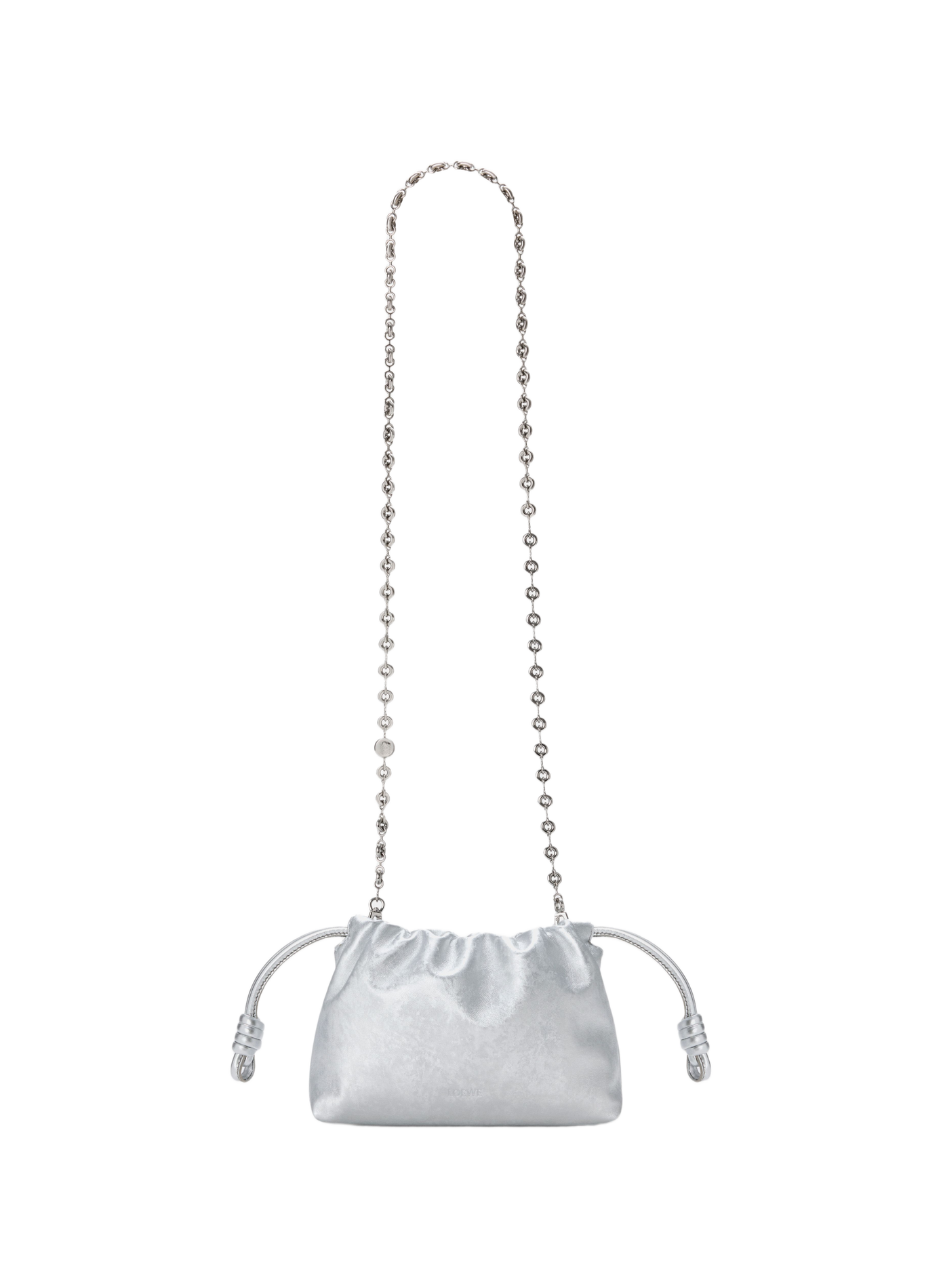 Mini Flamenco purse en cuir de veau à imprimé moiré LOEWE Argent