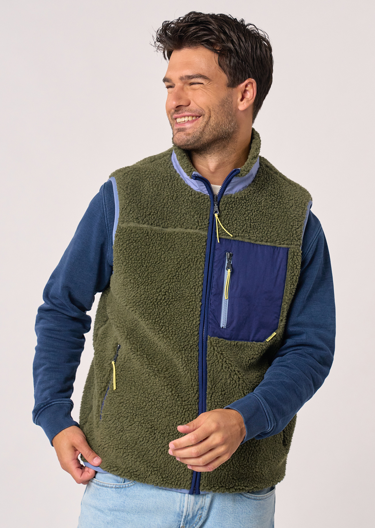 Veste sherpa zippée sans manches BILLYBELT Kaki