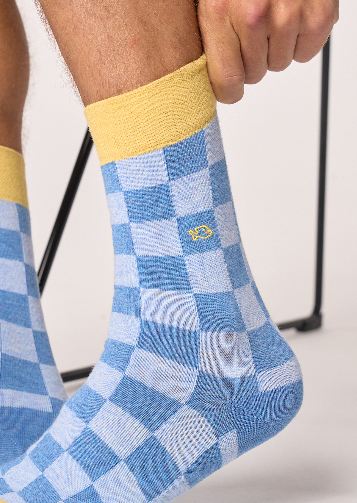 Chaussettes en coton peigné carreaux BILLYBELT Bleu