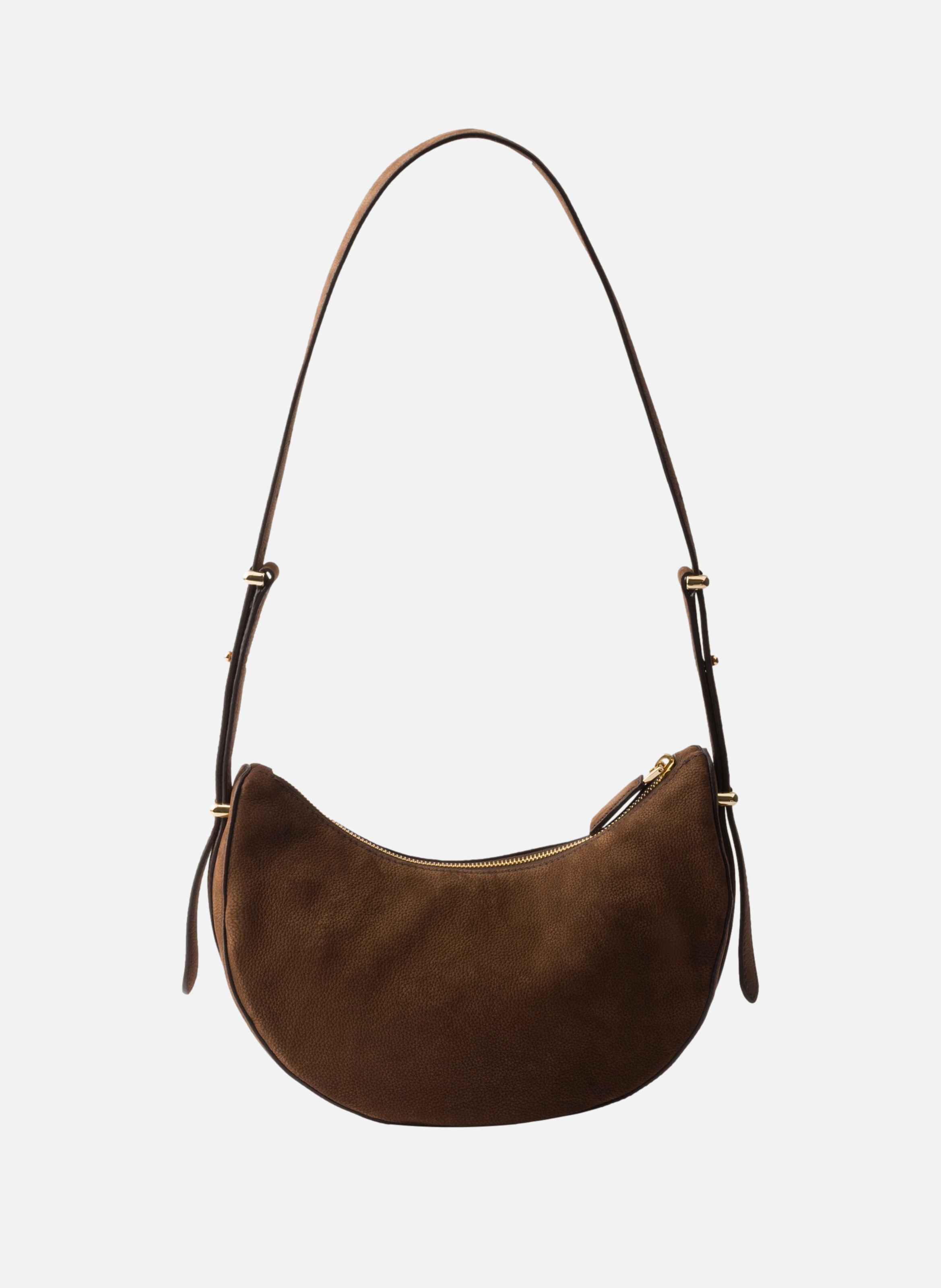 Petit sac prada arqué en cuir nubuck PRADA Marron