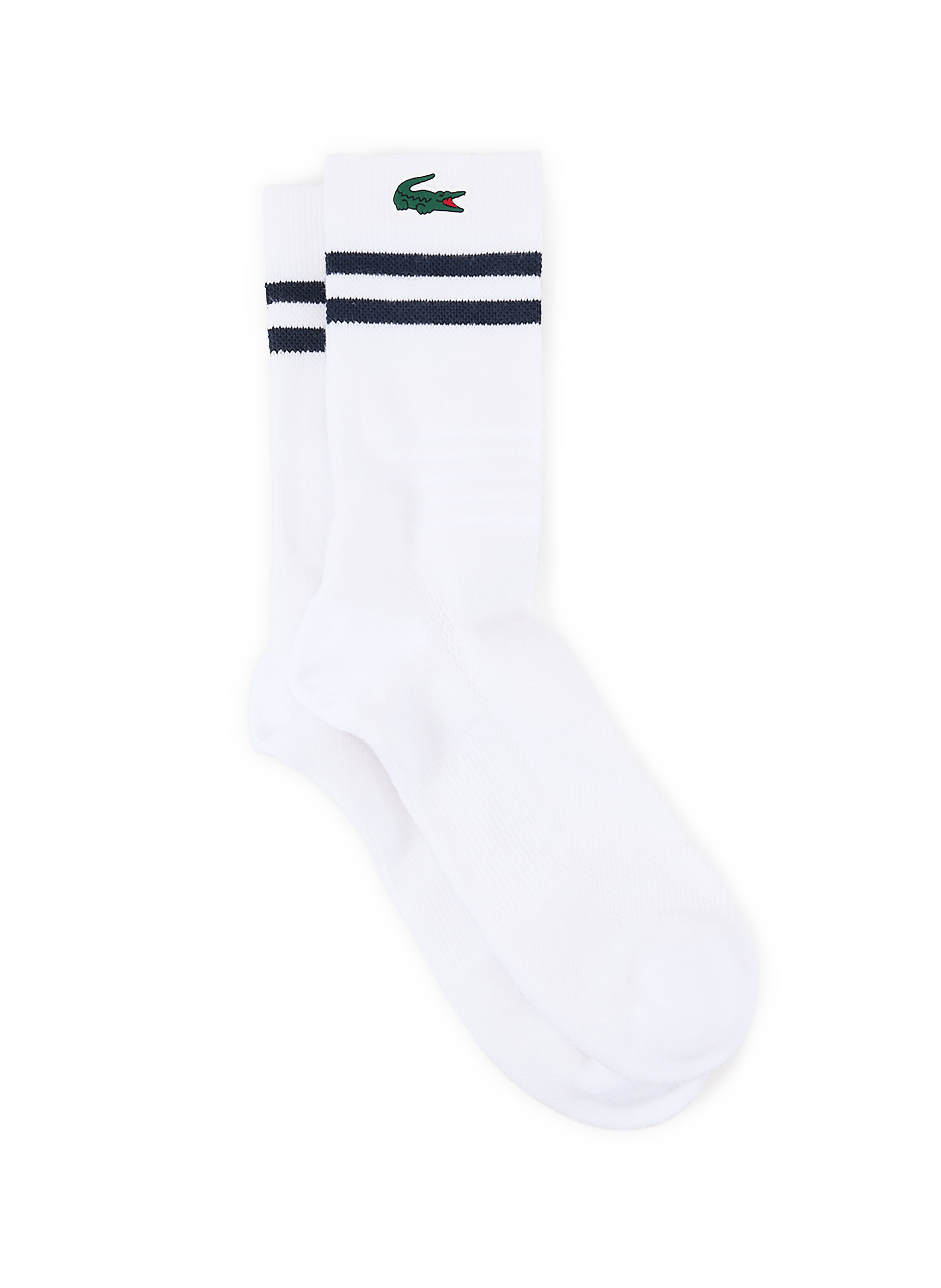 Mid-calf socks with striped edge in blended cotton LACOSTE White