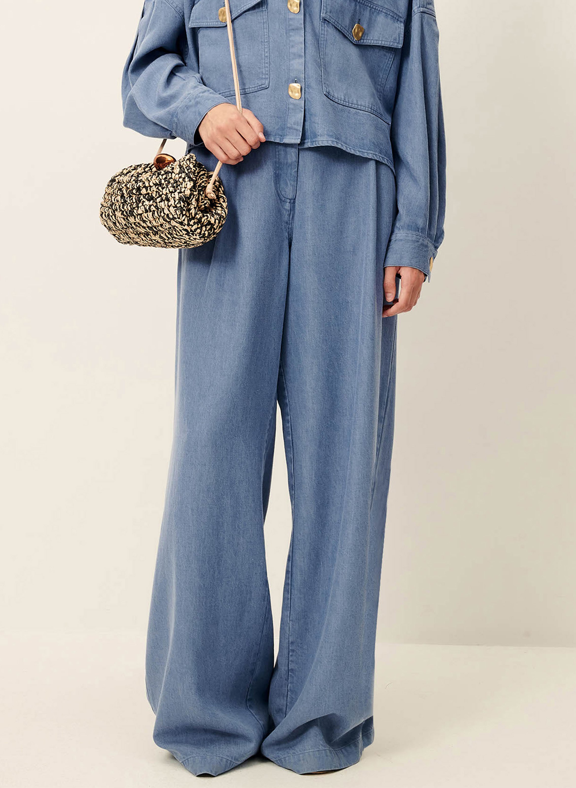 Pantalon large taille haute provenco blue SESSUN Bleu