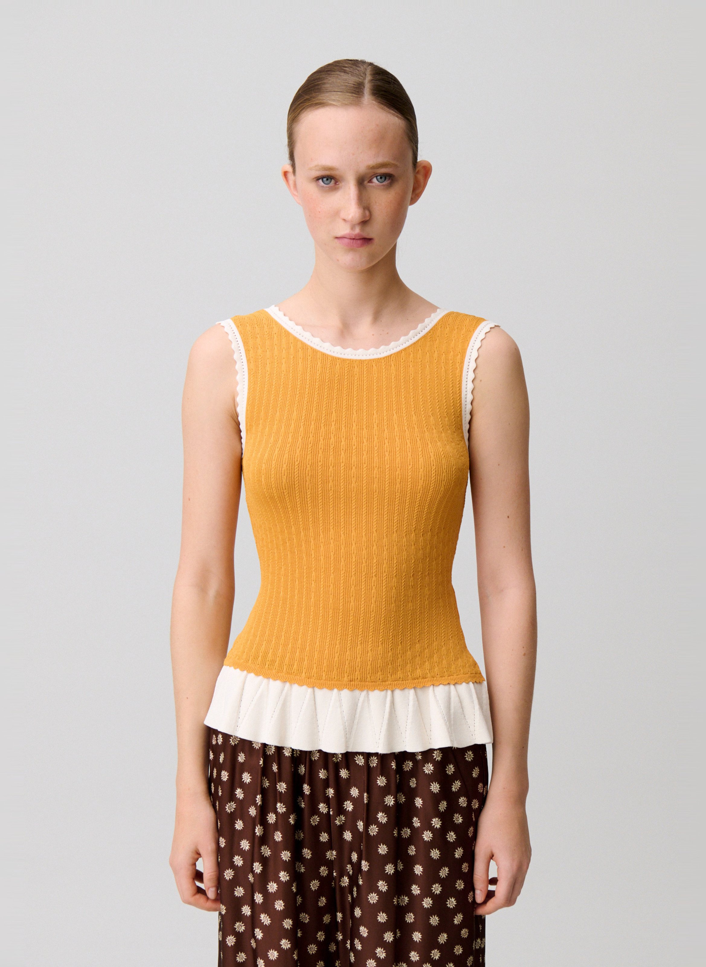 Top ajusté col rond en maille CLAUDIE PIERLOT Orange