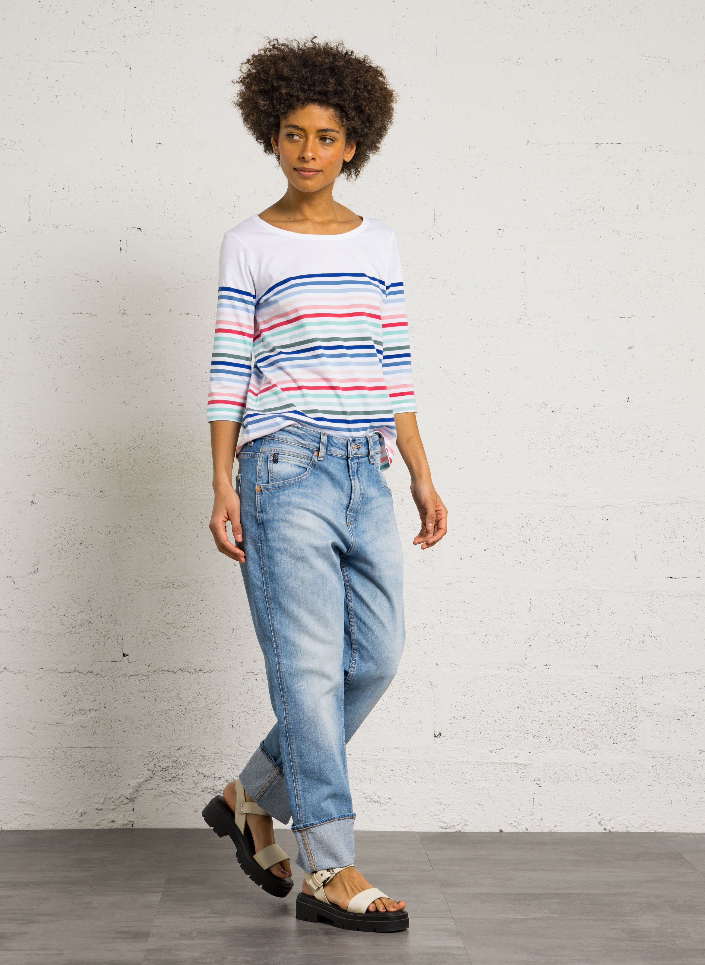 Tee-shirt droit col rond en coton ARMOR-LUX Blanc