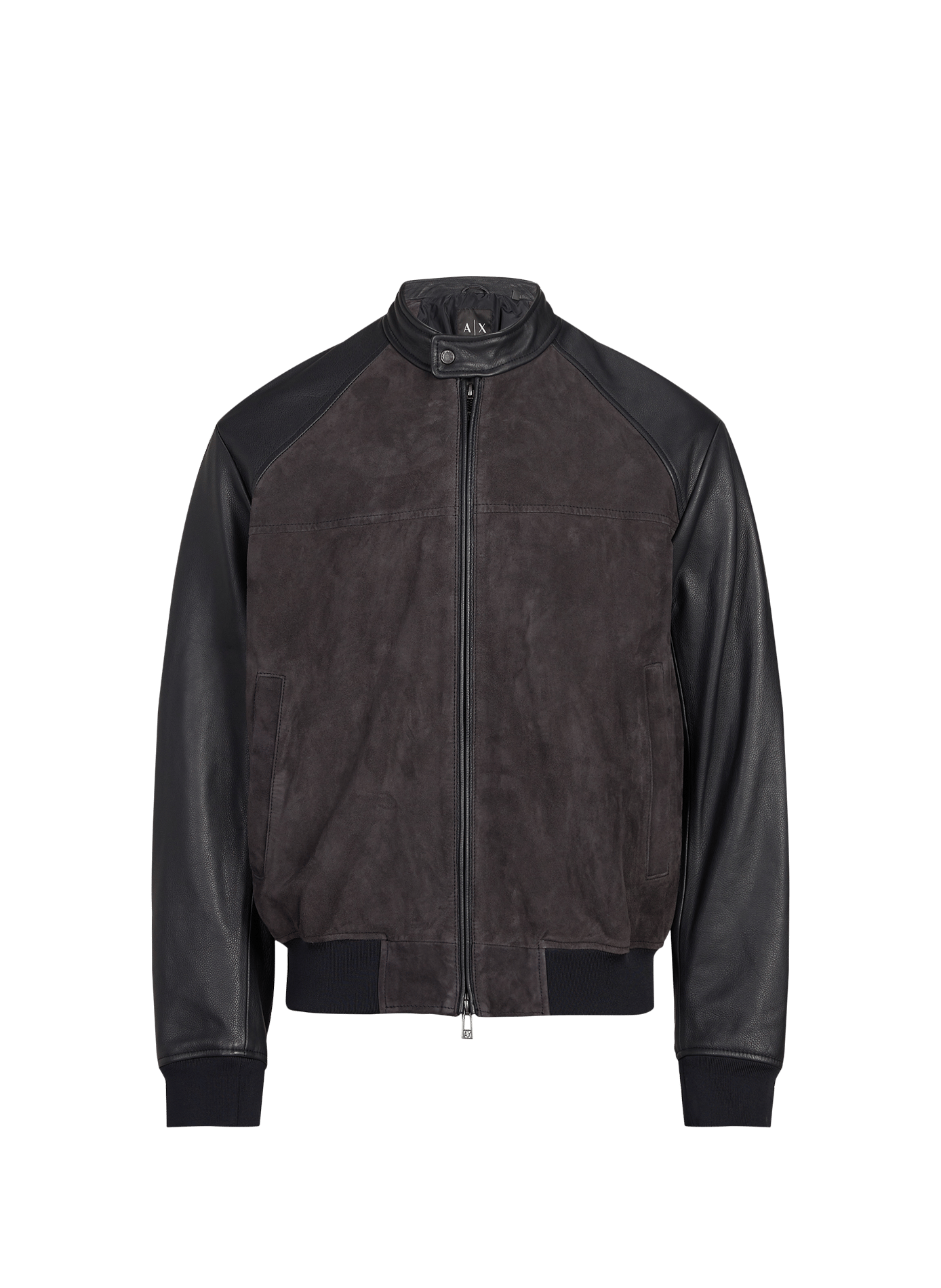 Jas met opstaande kraag van suèdeleer ARMANI EXCHANGE Blauw