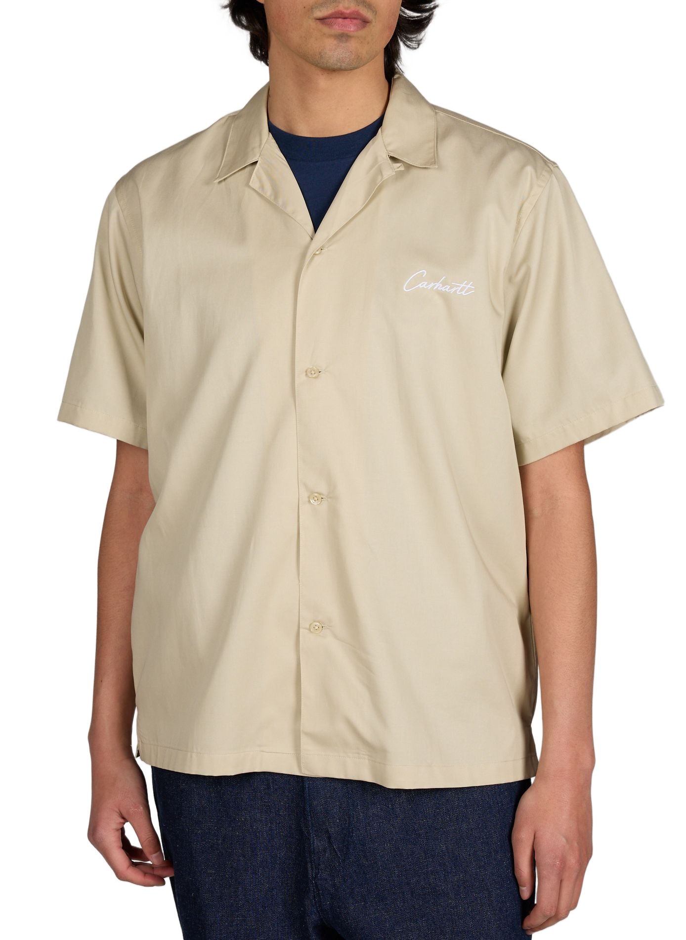 Short-sleeved shirt with logo embroidery CARHARTT WIP Beige