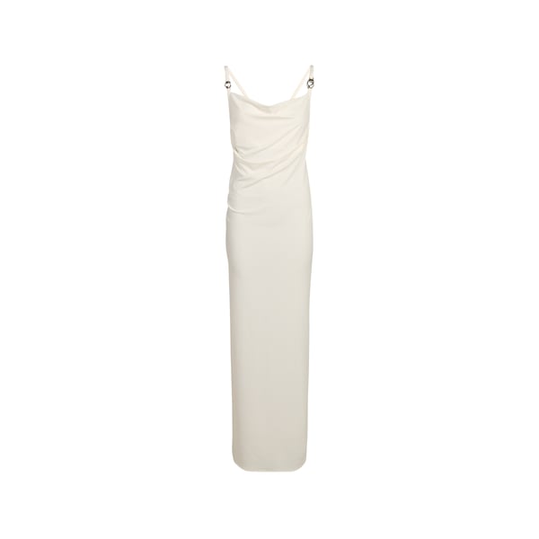 Robe longue bénitier drapée C-Logo Robe longue bénitier drapée C-Logo