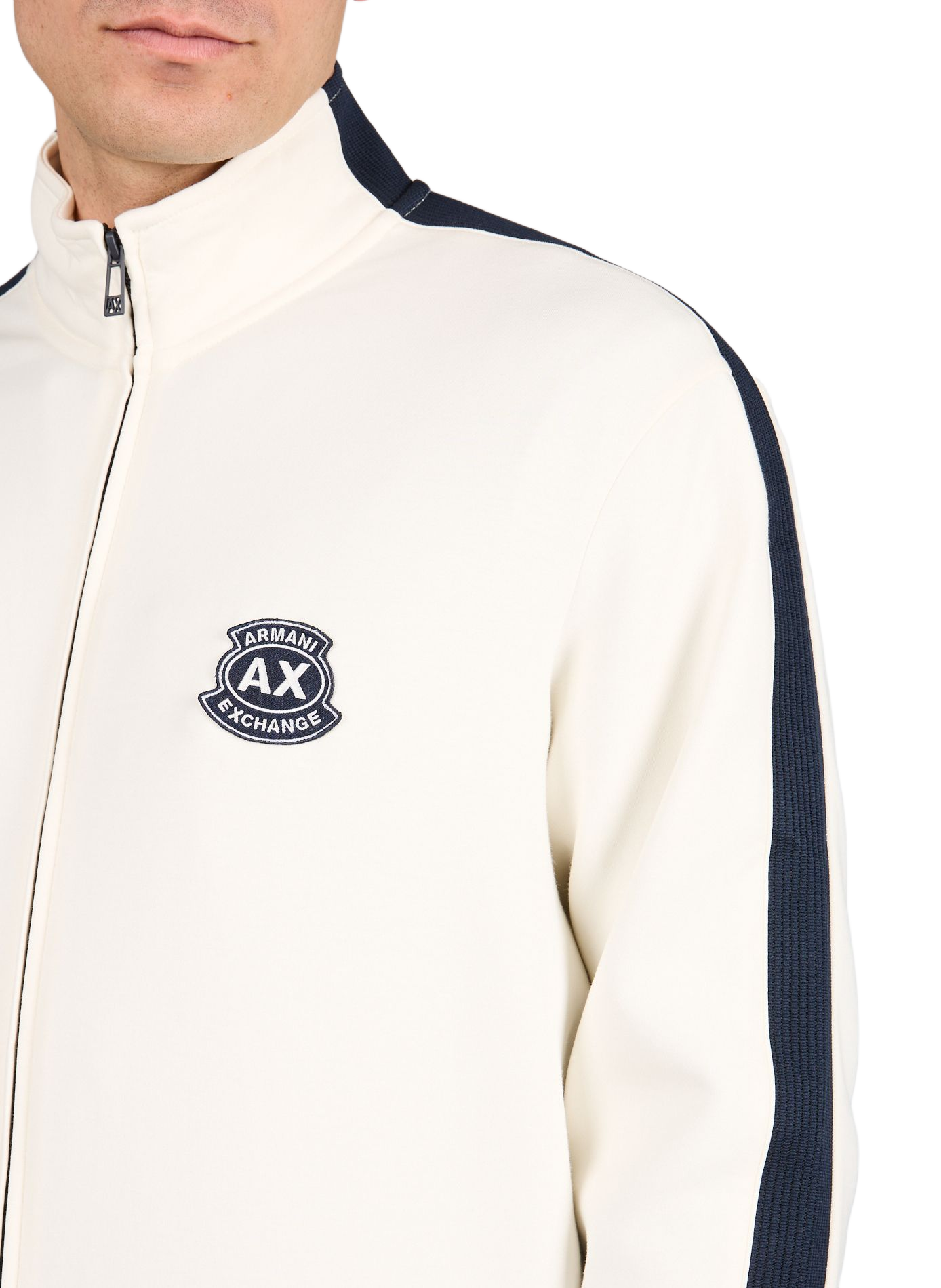 Zippered high-neck sweatshirt in blended cotton. ARMANI EXCHANGE Beige