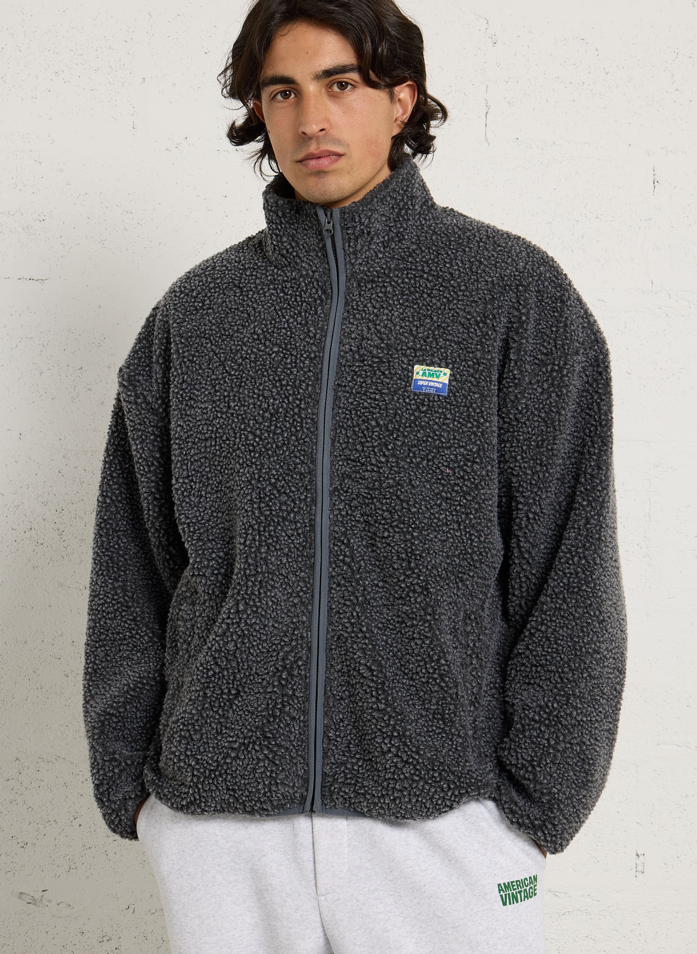 Veste col montant en sherpa hoktown AMERICAN VINTAGE Gris