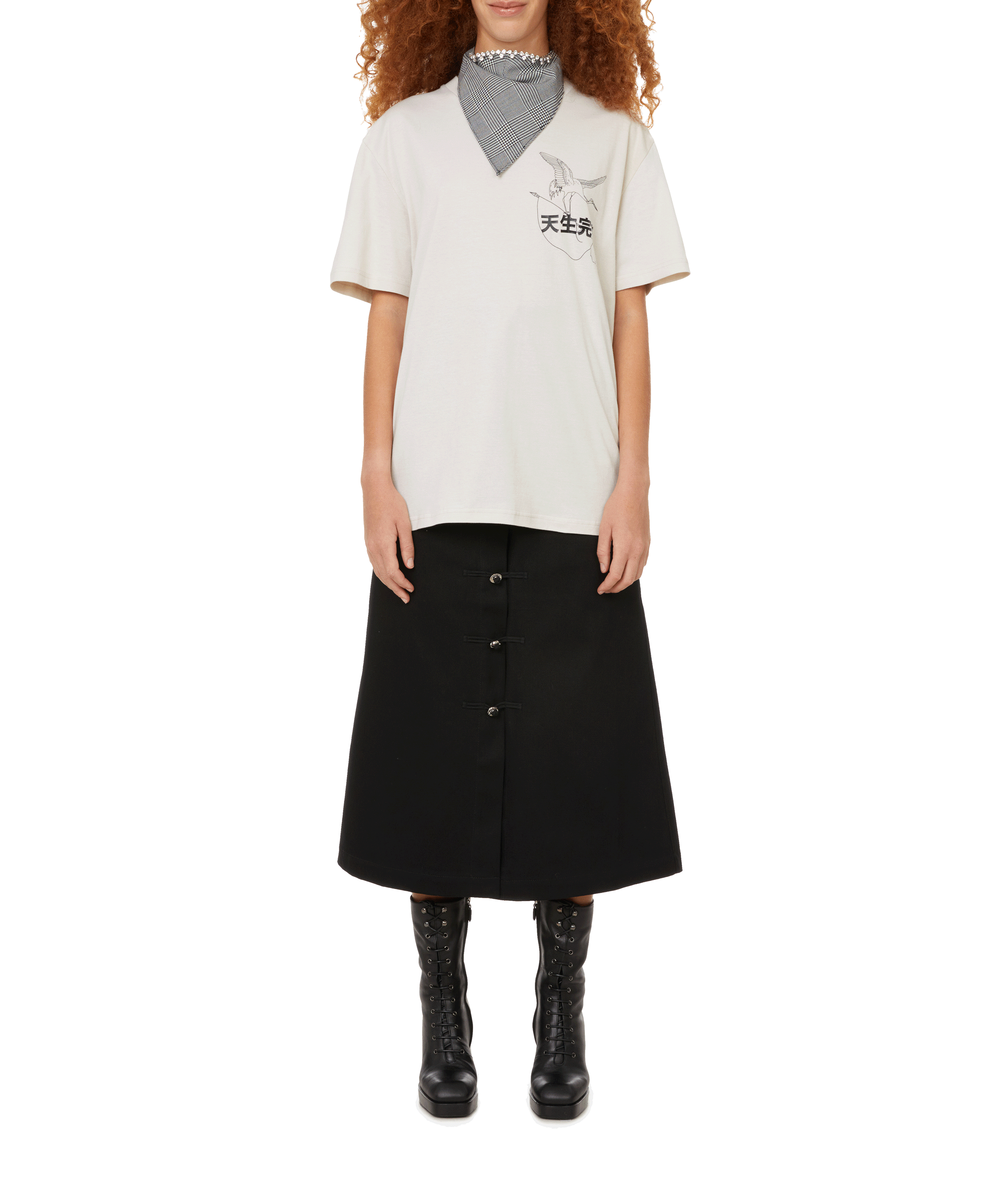 Jupe midi en sergé de coton PRIVATE POLICY Noir