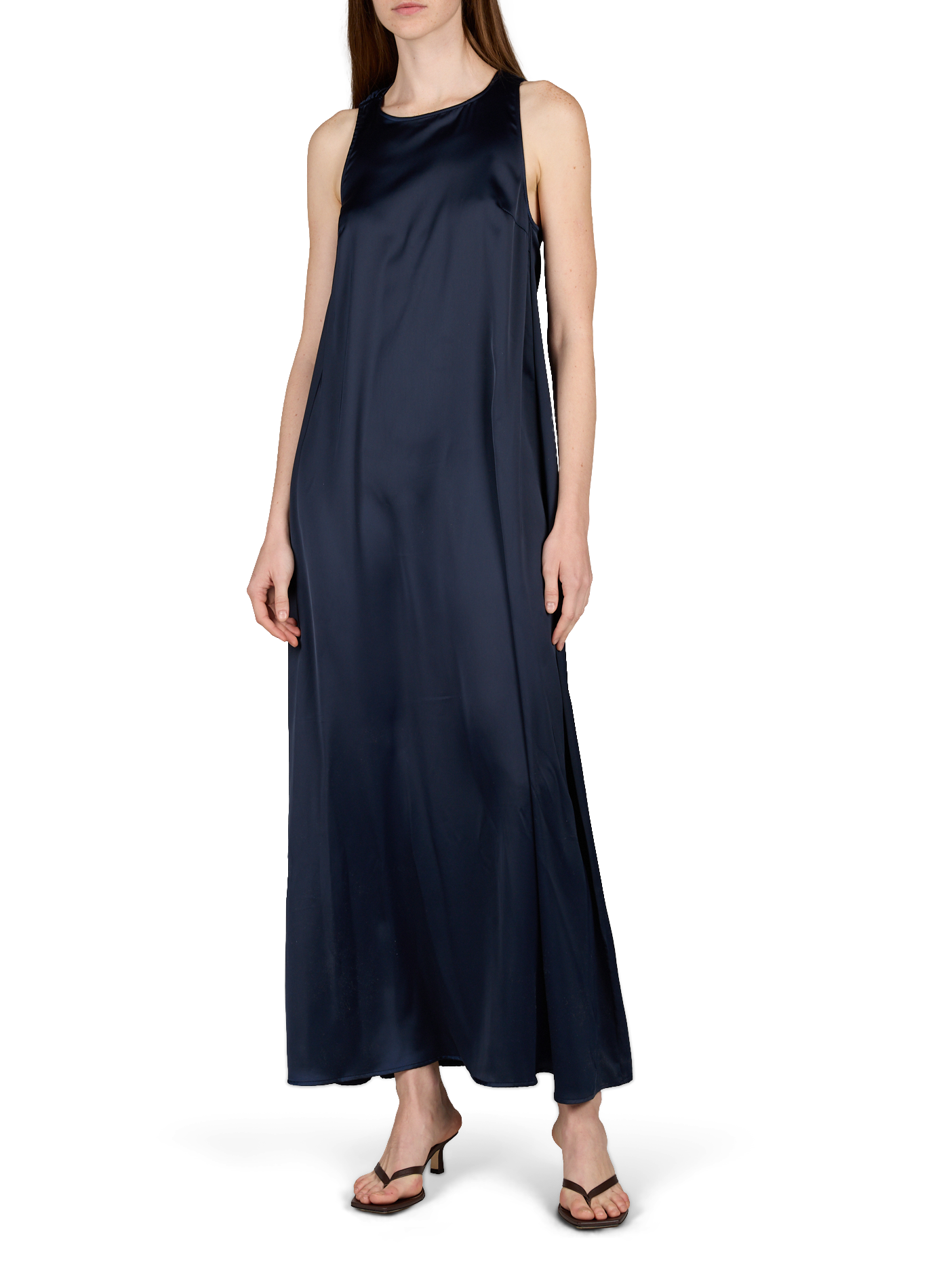 Robe longue sans manches satinée VILA Bleu