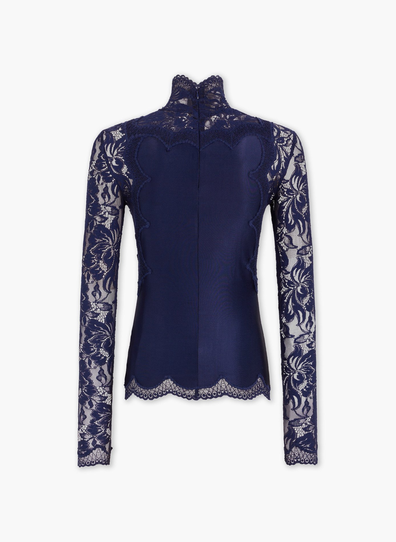Top à manches longues en dentelle et jersey RABANNE Bleu