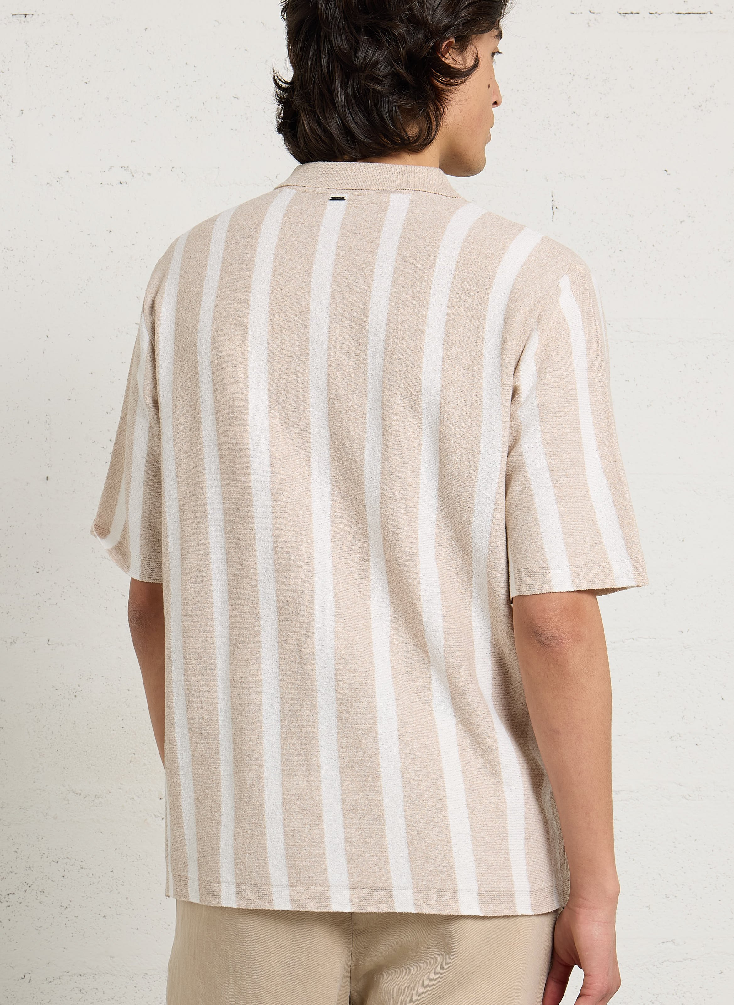 Chemise col classique en coton mélangé IKKS Beige