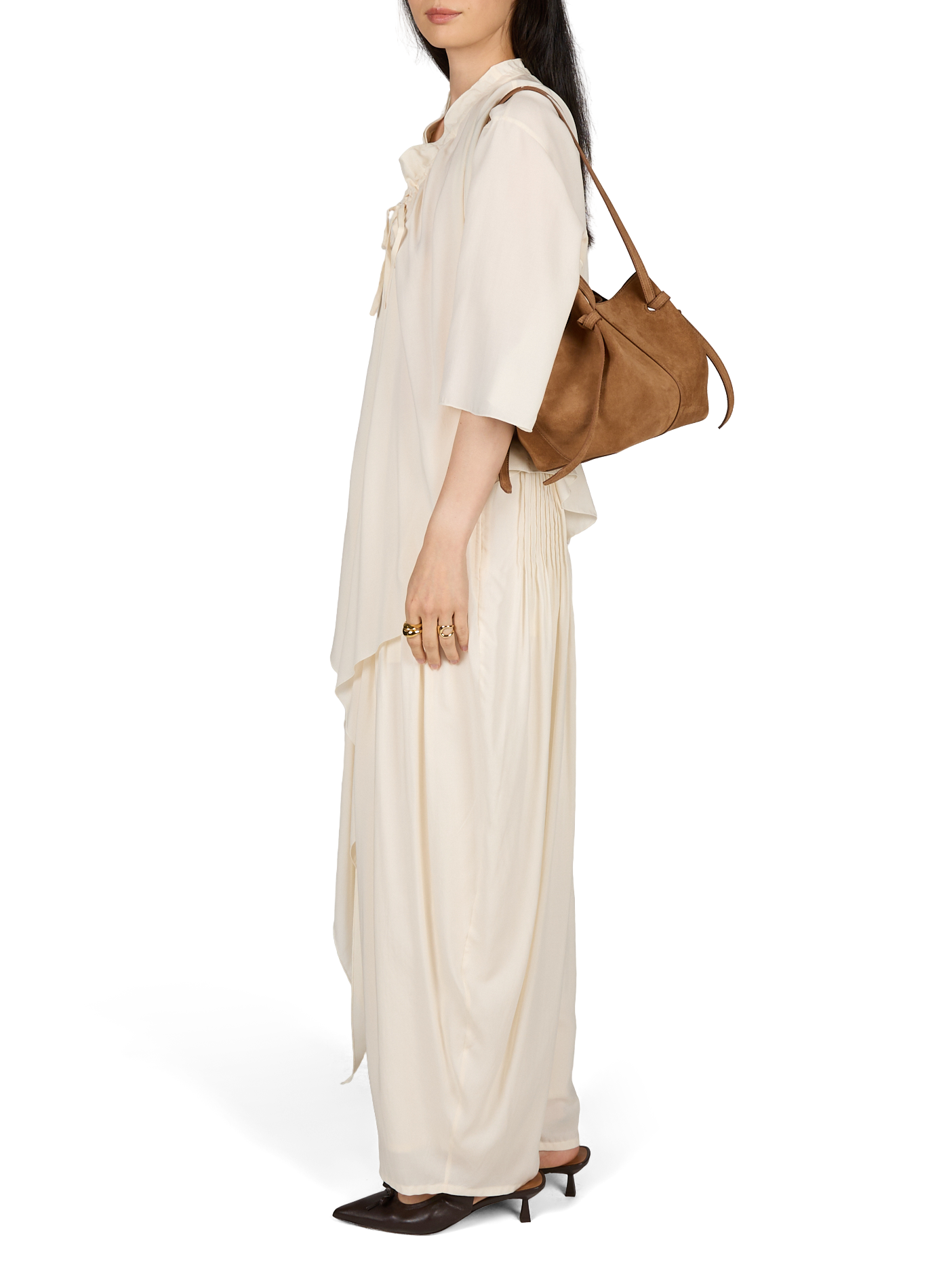 Leather baguette bag YUZEFI Pink