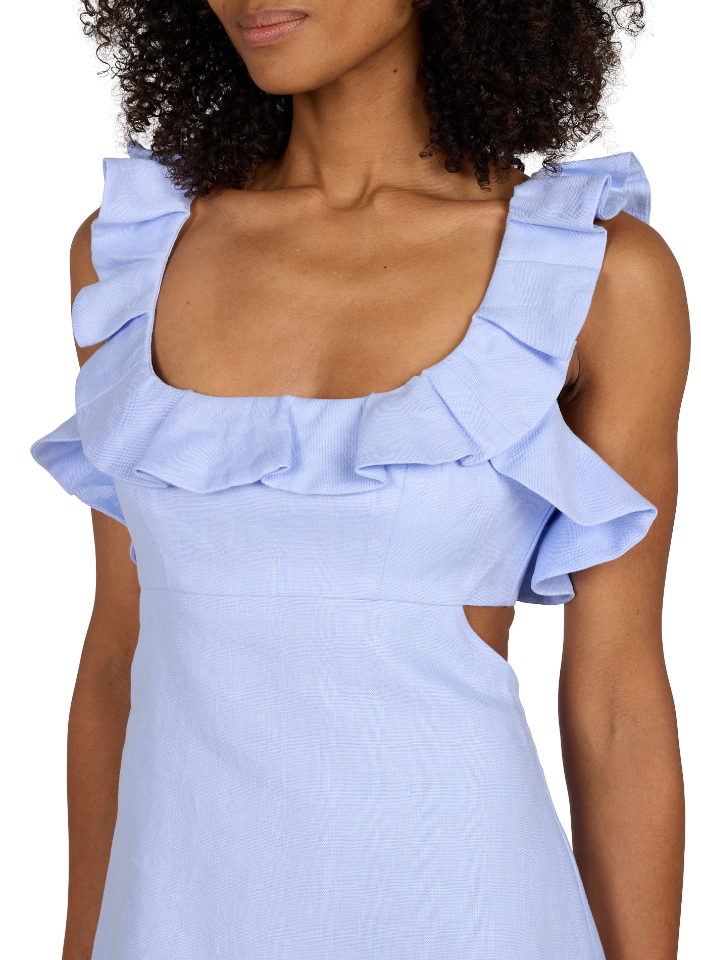 Open back dress with tie and ruffled detail ZIMMERMANN Blue