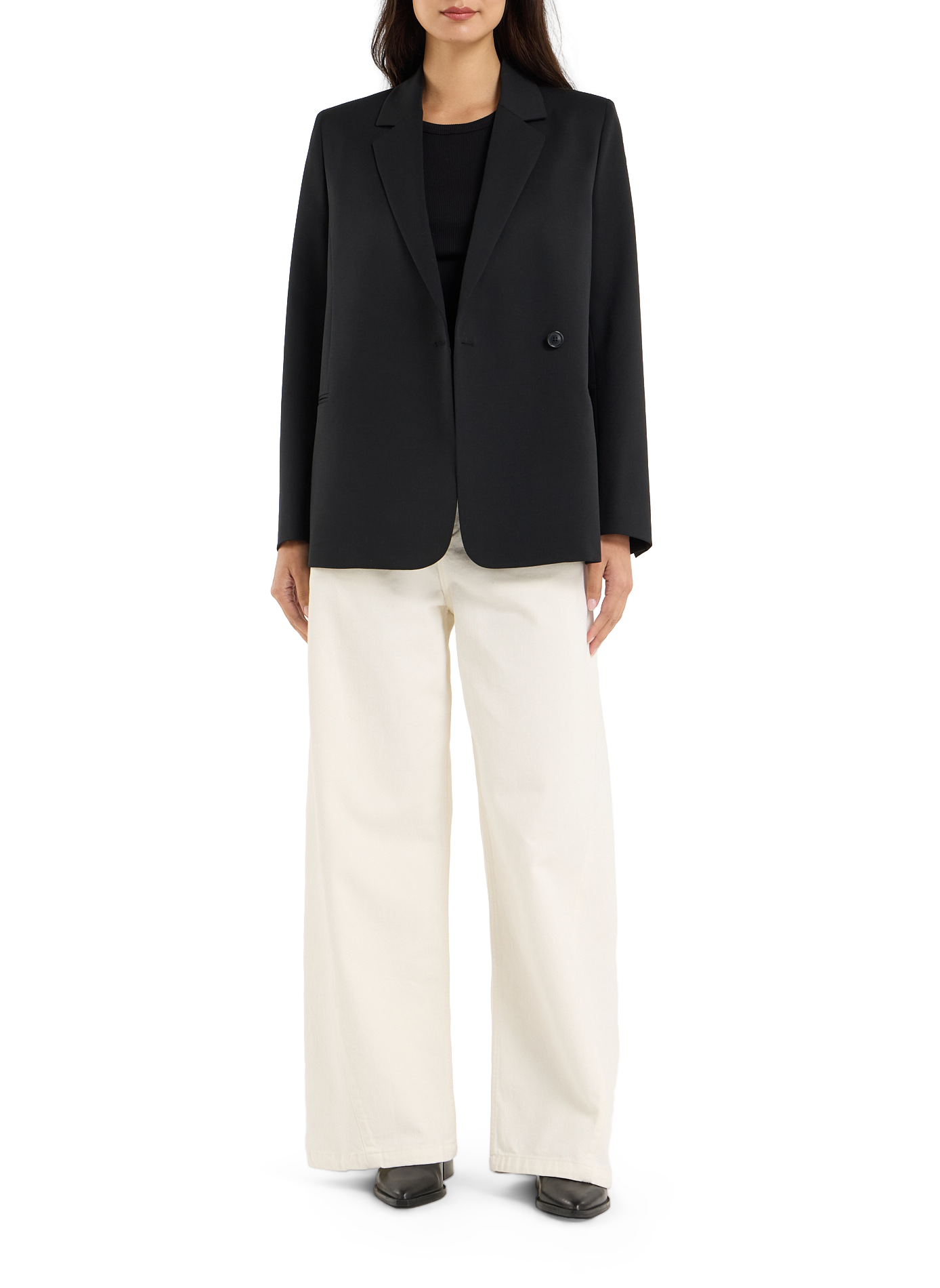Shoulder-padded blazer SAISON 1865 Black