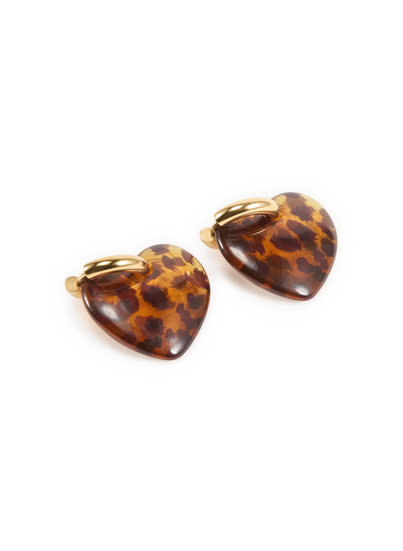 Boucles d'oreilles Coeur léopard AU PRINTEMPS PARIS Marron