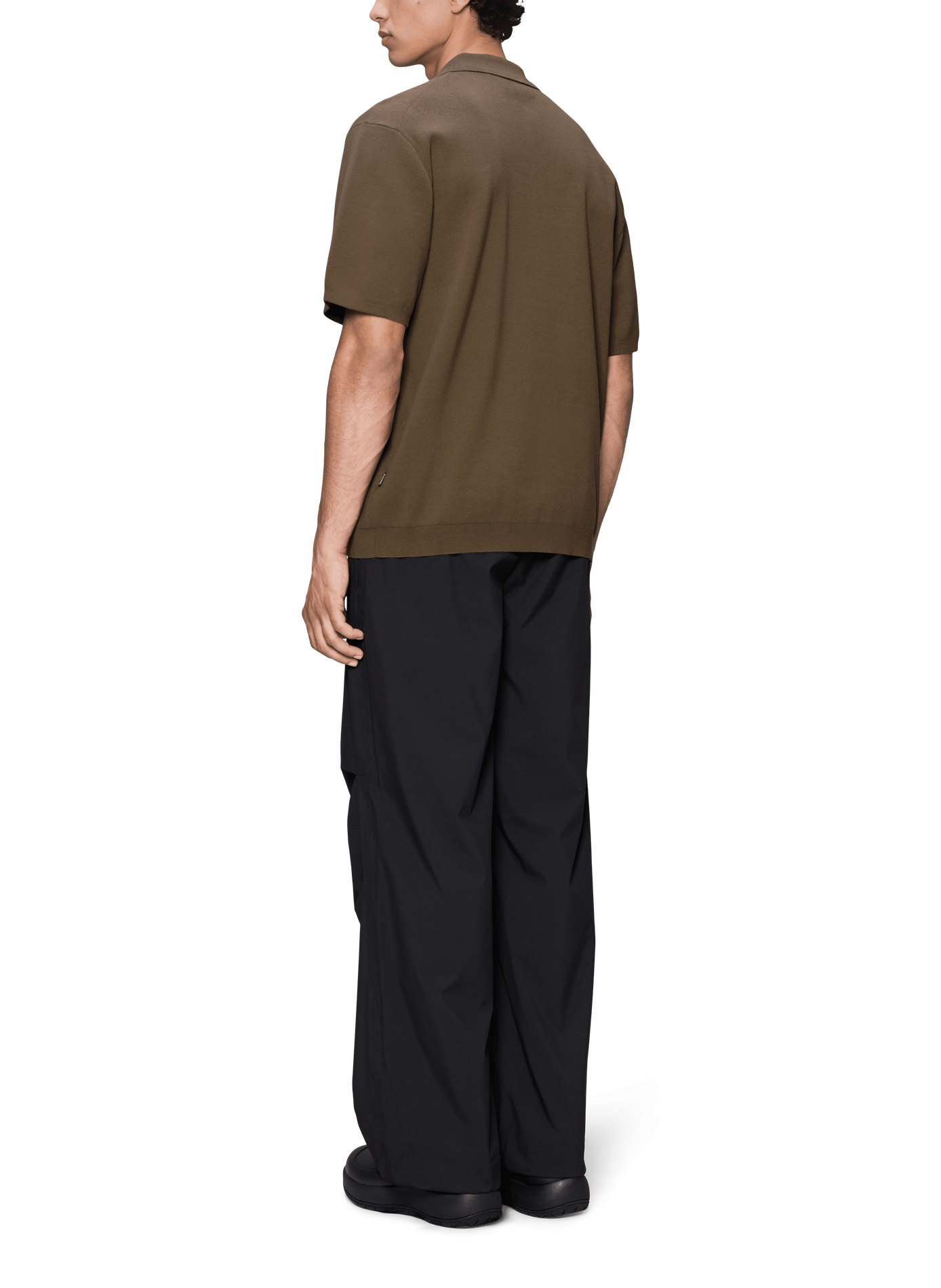 Straight fit coton Sleeve polo RAINS Brown