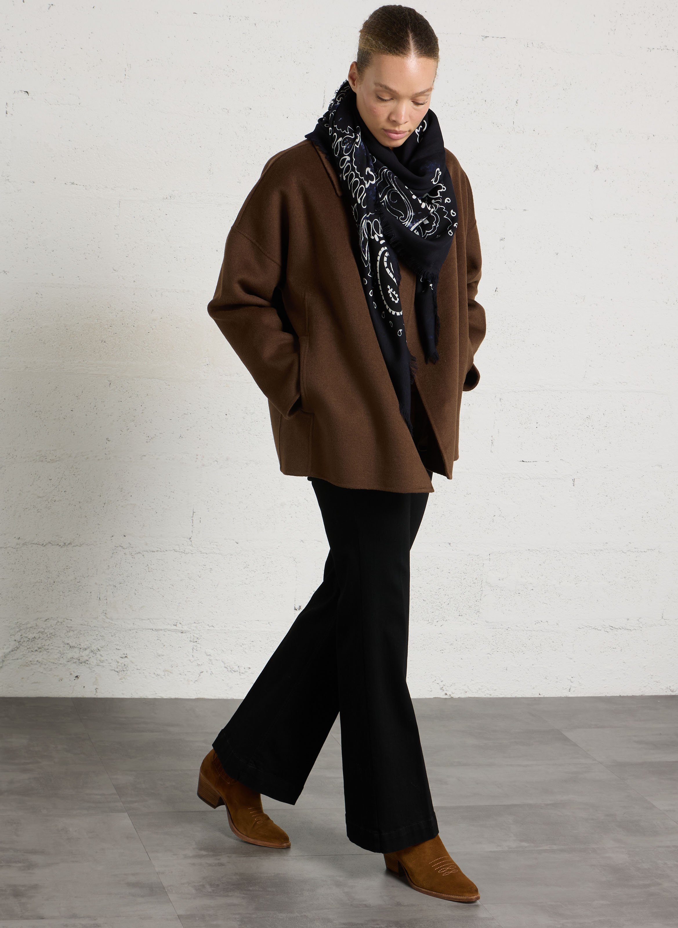 Blouson ample en laine mélangée cyrile MAISON 123 Marron