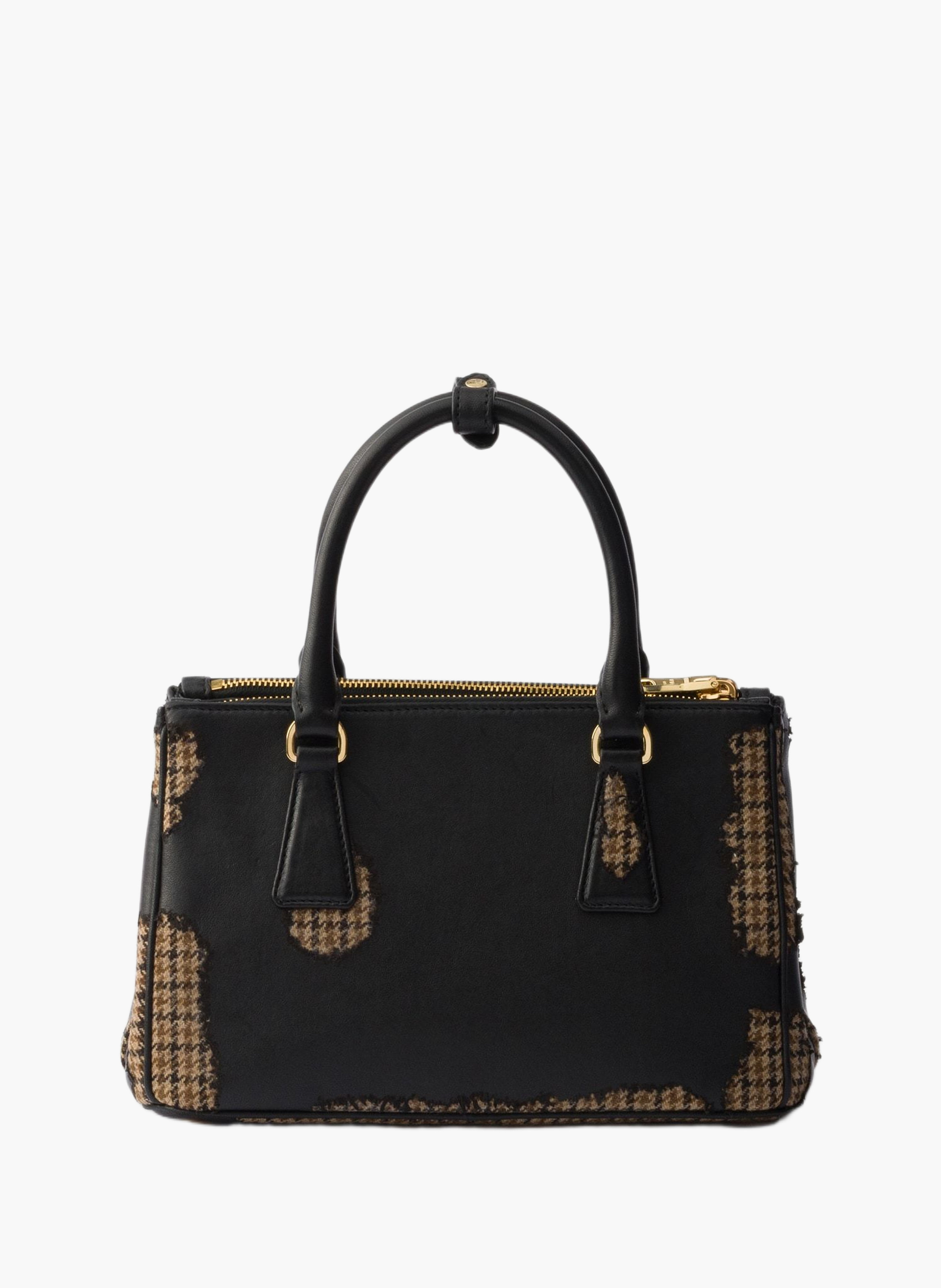 Grand sac prada galleria en cuir nappa et laine PRADA Noir