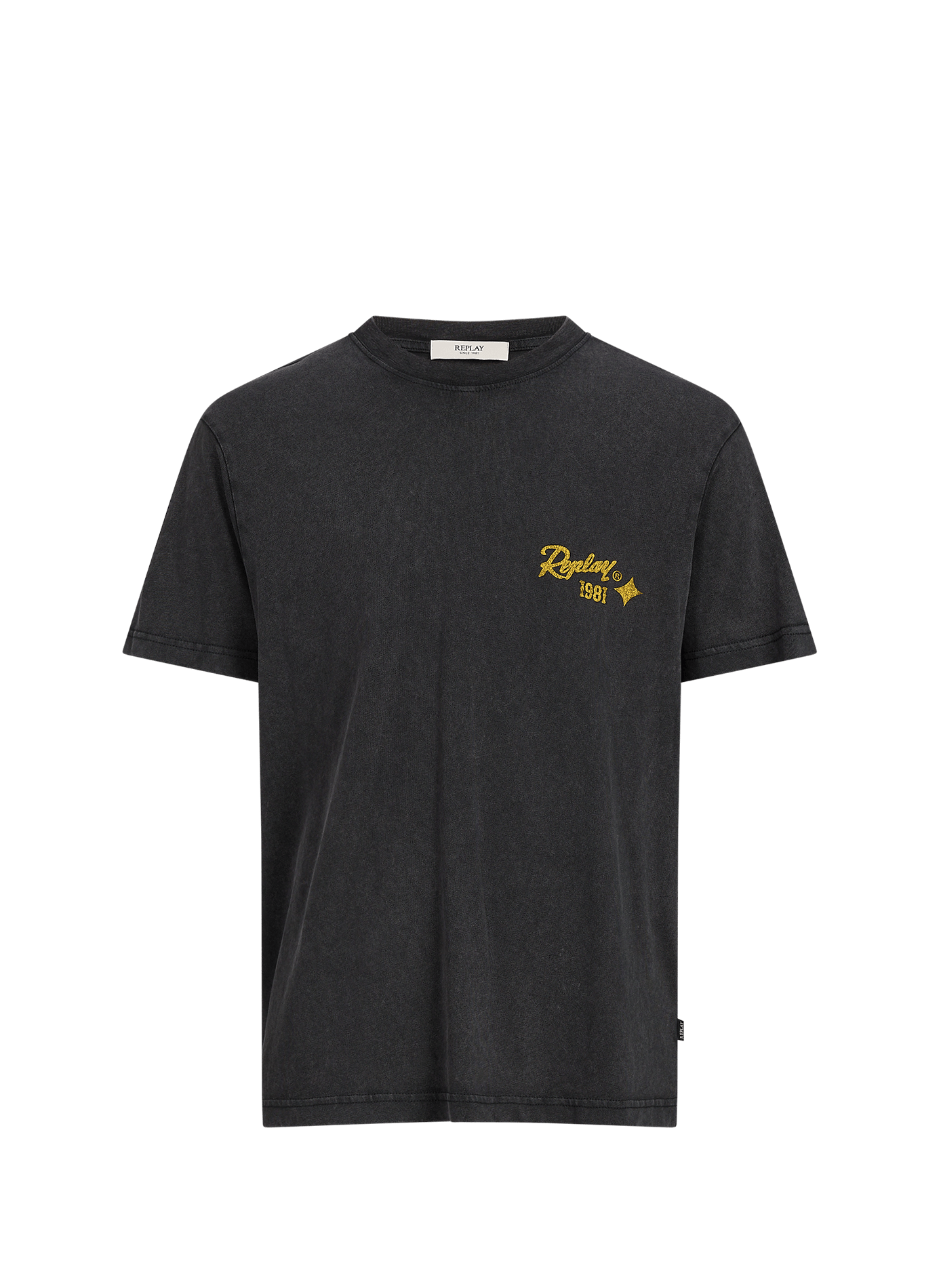 Weites T-Shirt mit Rundhalsausschnitt und Siebdruck REPLAY Schwarz
