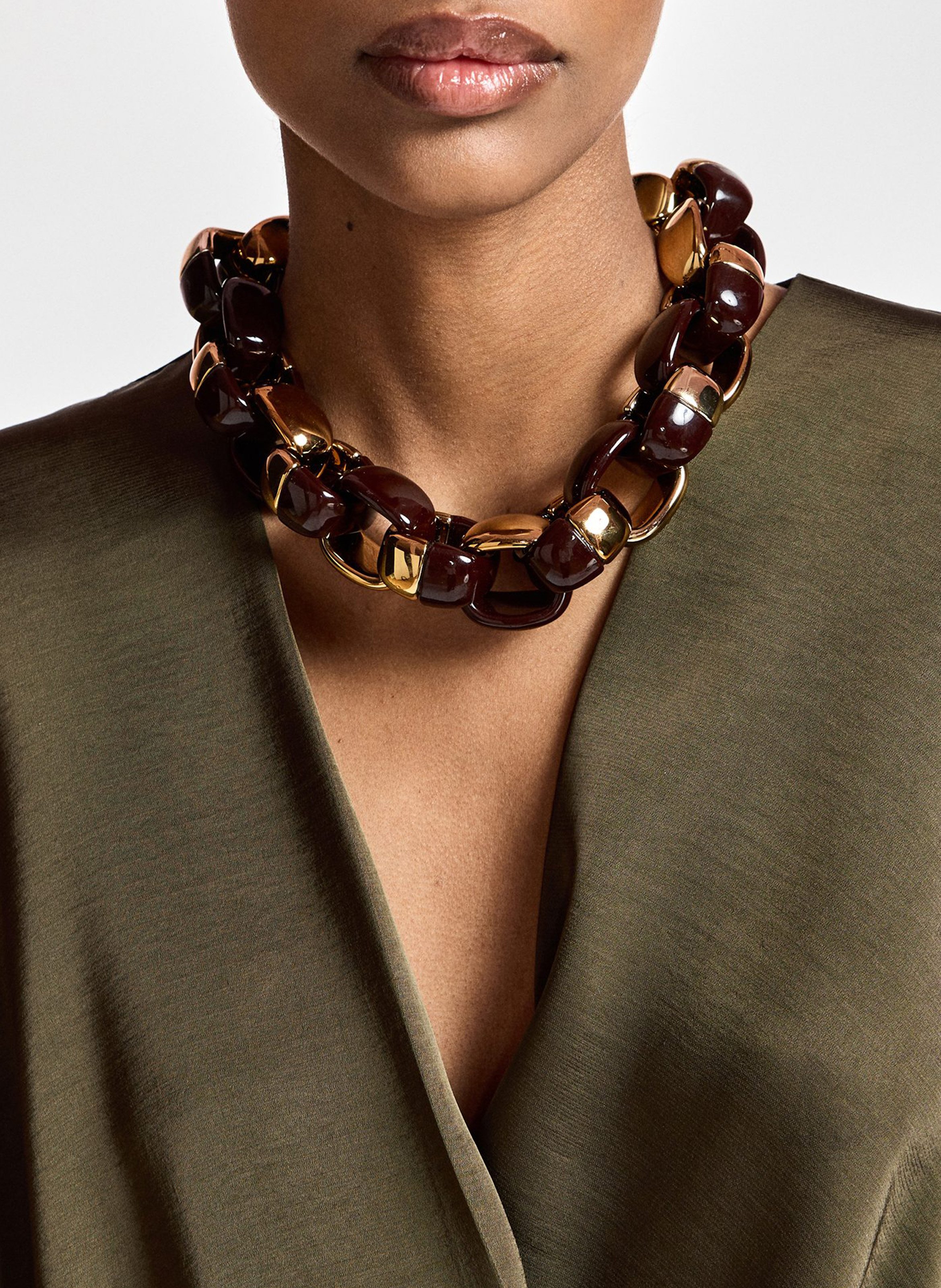 Collier à maillons épais kurve ESSENTIEL ANTWERP Marron