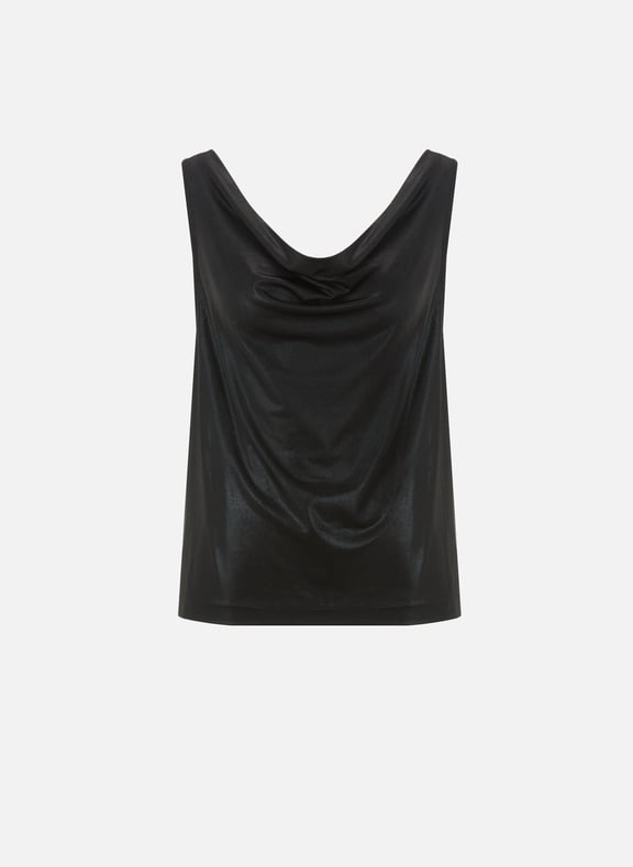 Sleeveless satin top Black by SAISON 1865 SAISON 1865 Sleeveless satin top Black