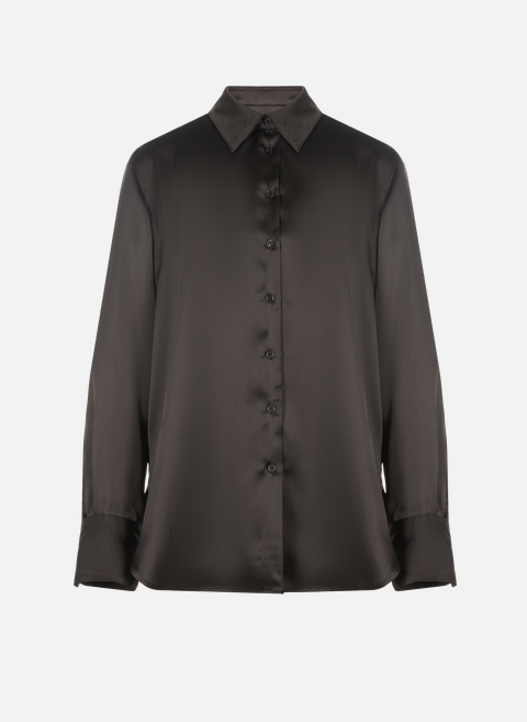 Satin shirt in recycled polyester blend Black SEASON 1865 
