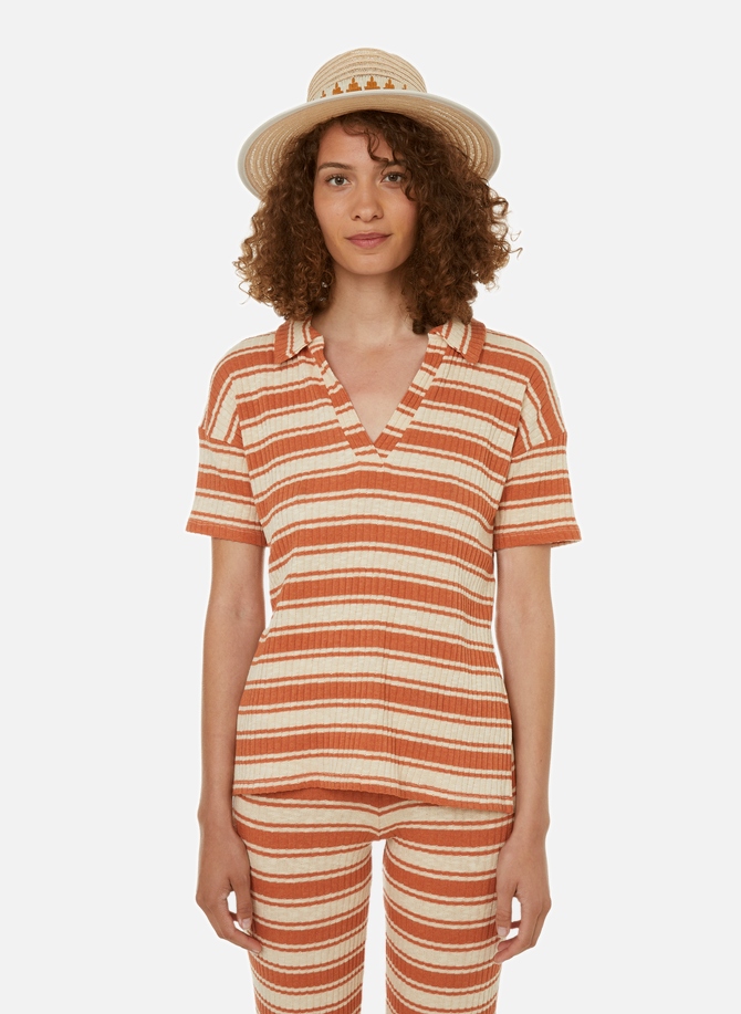MUS & BOMBON striped cotton blend polo t-shirt